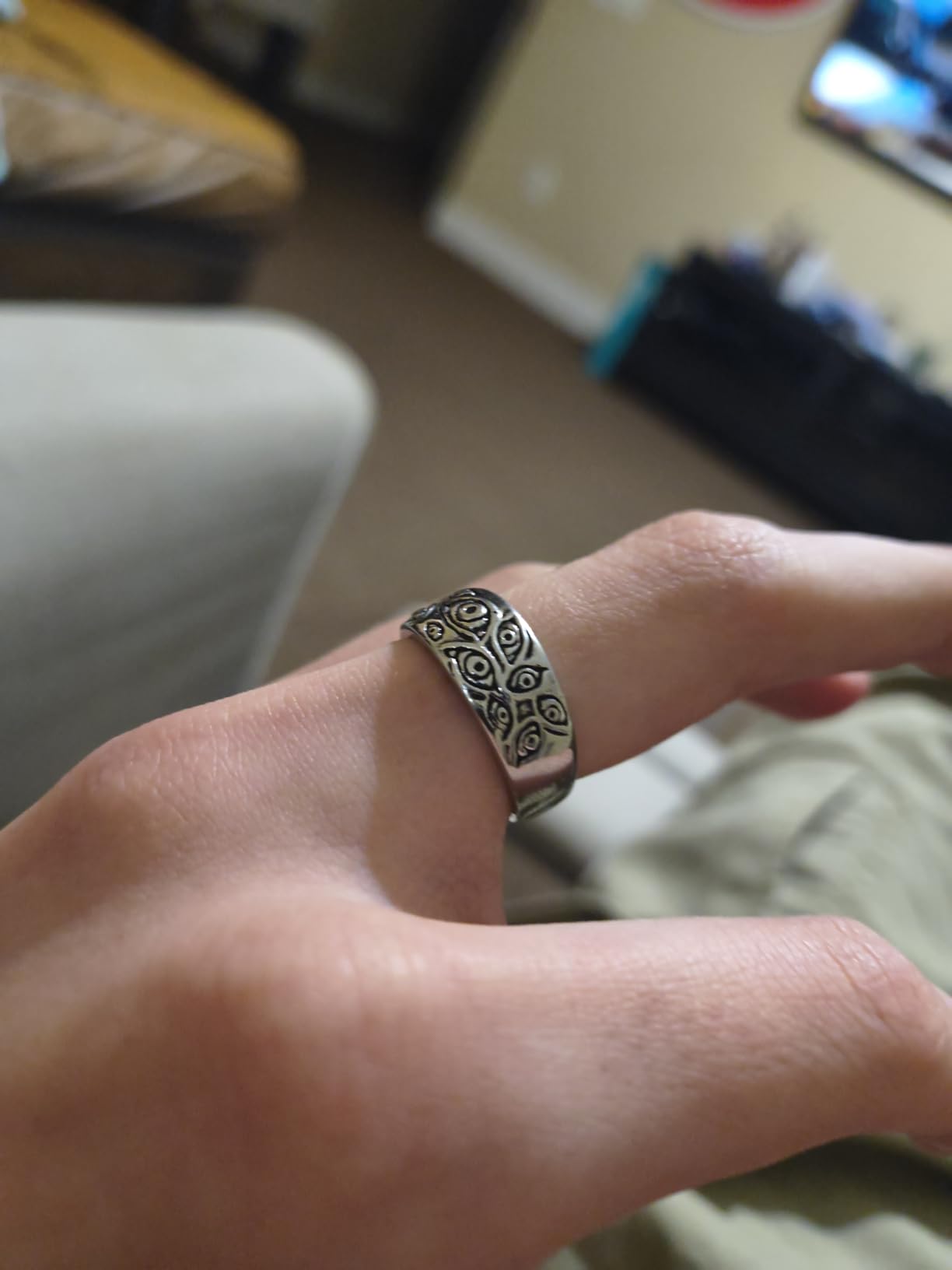 Men's Vintage Engraved Eye of God Ring Black Gold Silver Tone | Stainless Steel customer photo 1