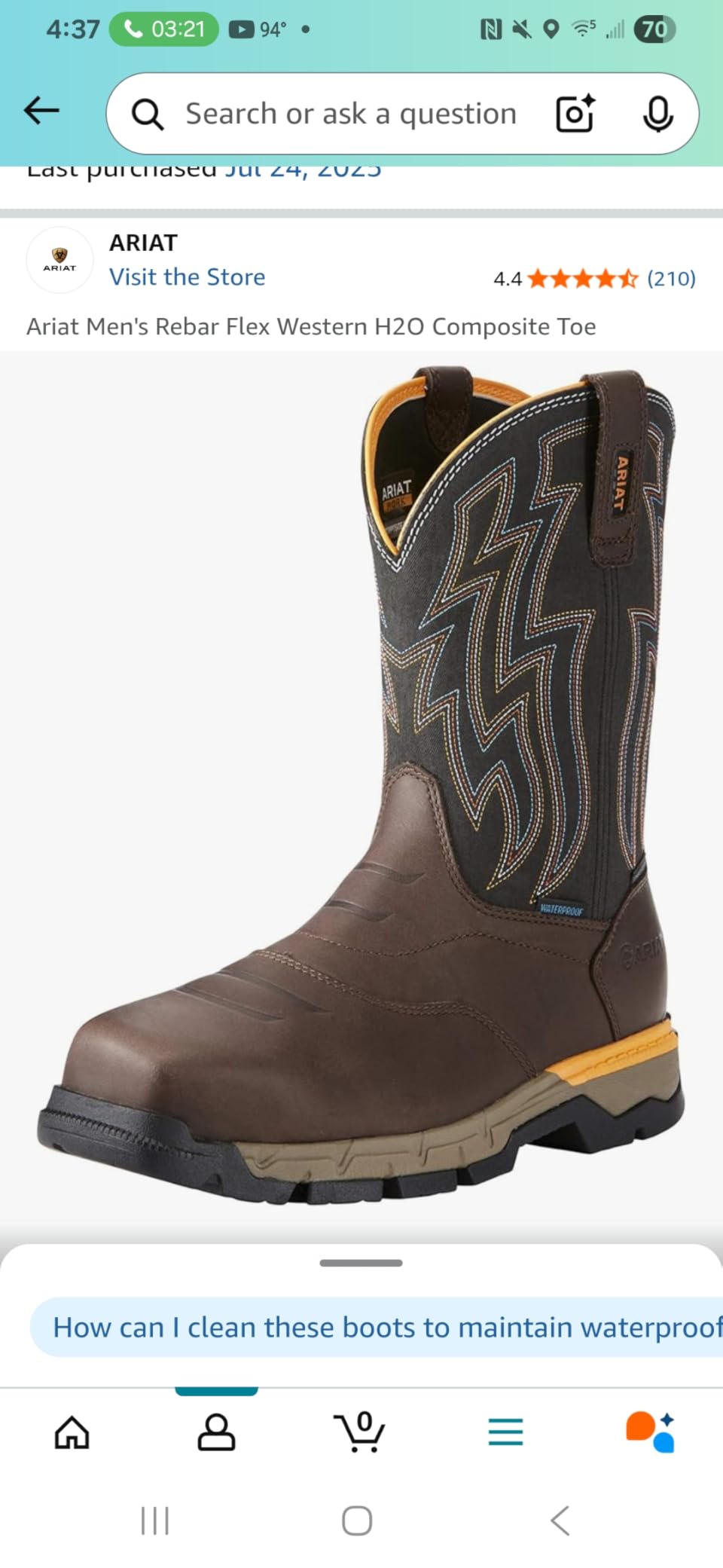 Rebar Flex Western Waterproof Composite Toe Work Boots - Men's Square Toe Western Work Boot customer photo 1