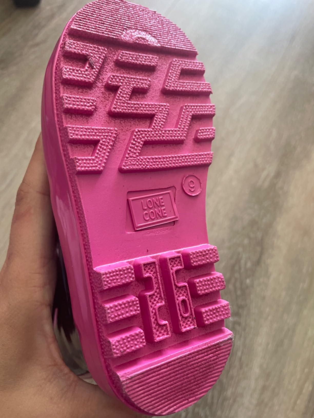 Lone Cone Kids Rain Boots for Girls & Boys - Waterproof Natural Rubber Toddler Rain Boots with Non-Slip Outsole & Easy Pull Handles - Solid, Pattern & Glitter Designs customer photo 2