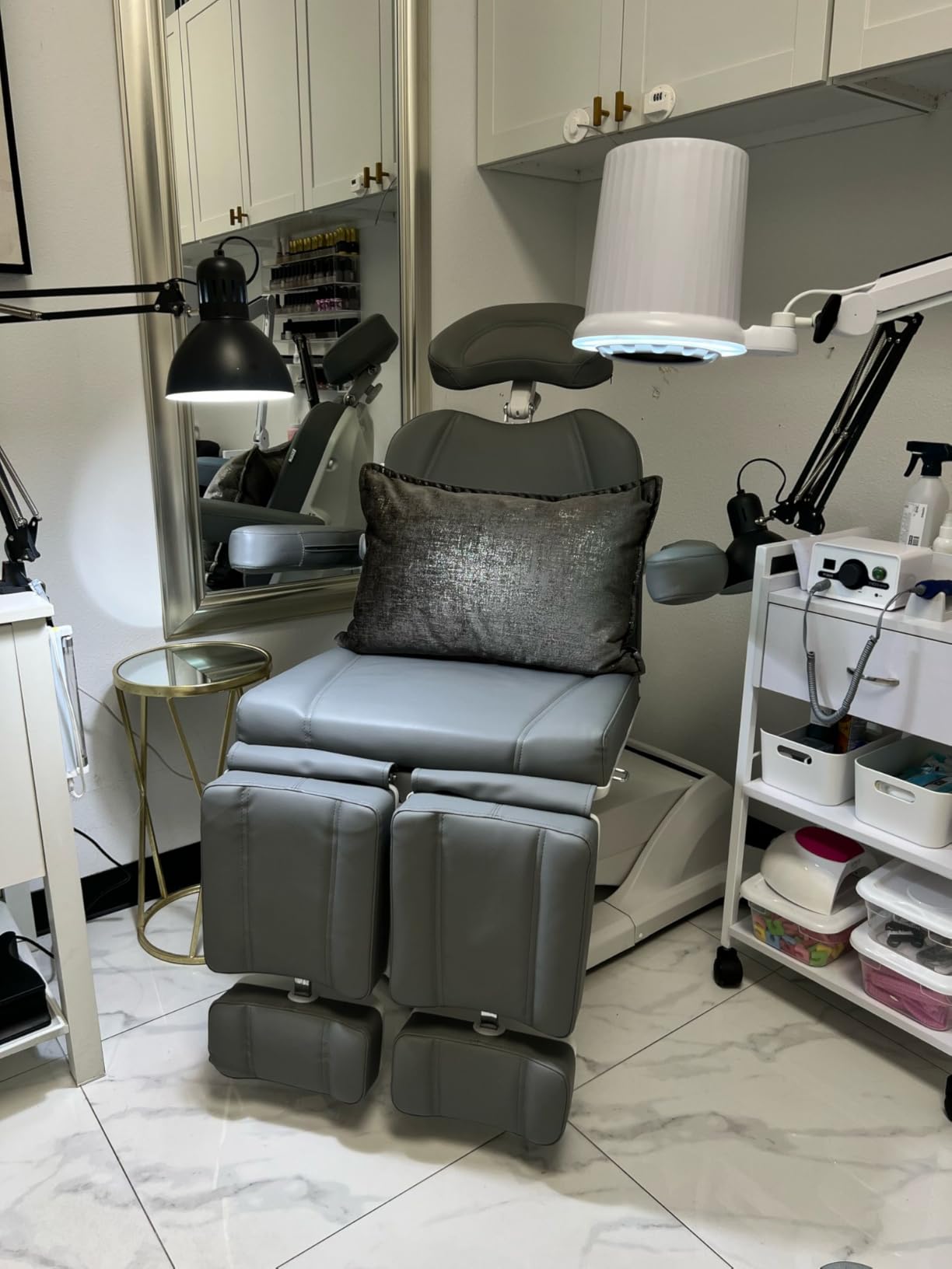 Dir Full Electrical Medical Aesthetic Chair, Podiatry, Dental, Facial Beauty Bed with Split Leg Libra, White customer photo 2