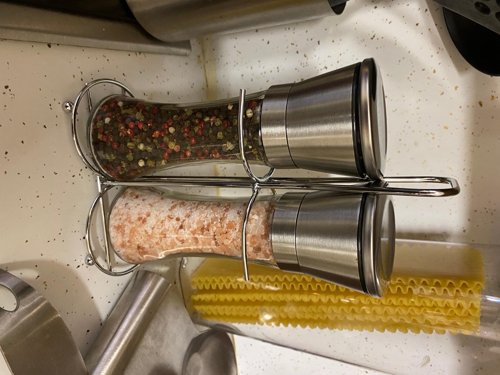 Willow & Everett Salt & Pepper Grinder Set with Stand - Stainless Steel Manual Mills & Holder with Adjustable Coarseness, Refillable Design for Peppercorns & Rock Salt Sold Separately customer photo 1