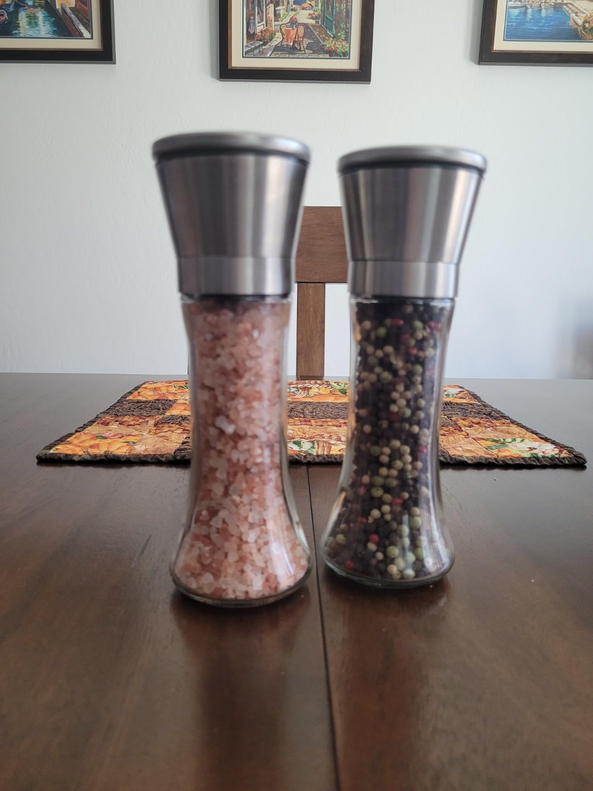 Willow & Everett Salt & Pepper Grinder Set with Stand - Stainless Steel Manual Mills & Holder with Adjustable Coarseness, Refillable Design for Peppercorns & Rock Salt Sold Separately customer photo 2