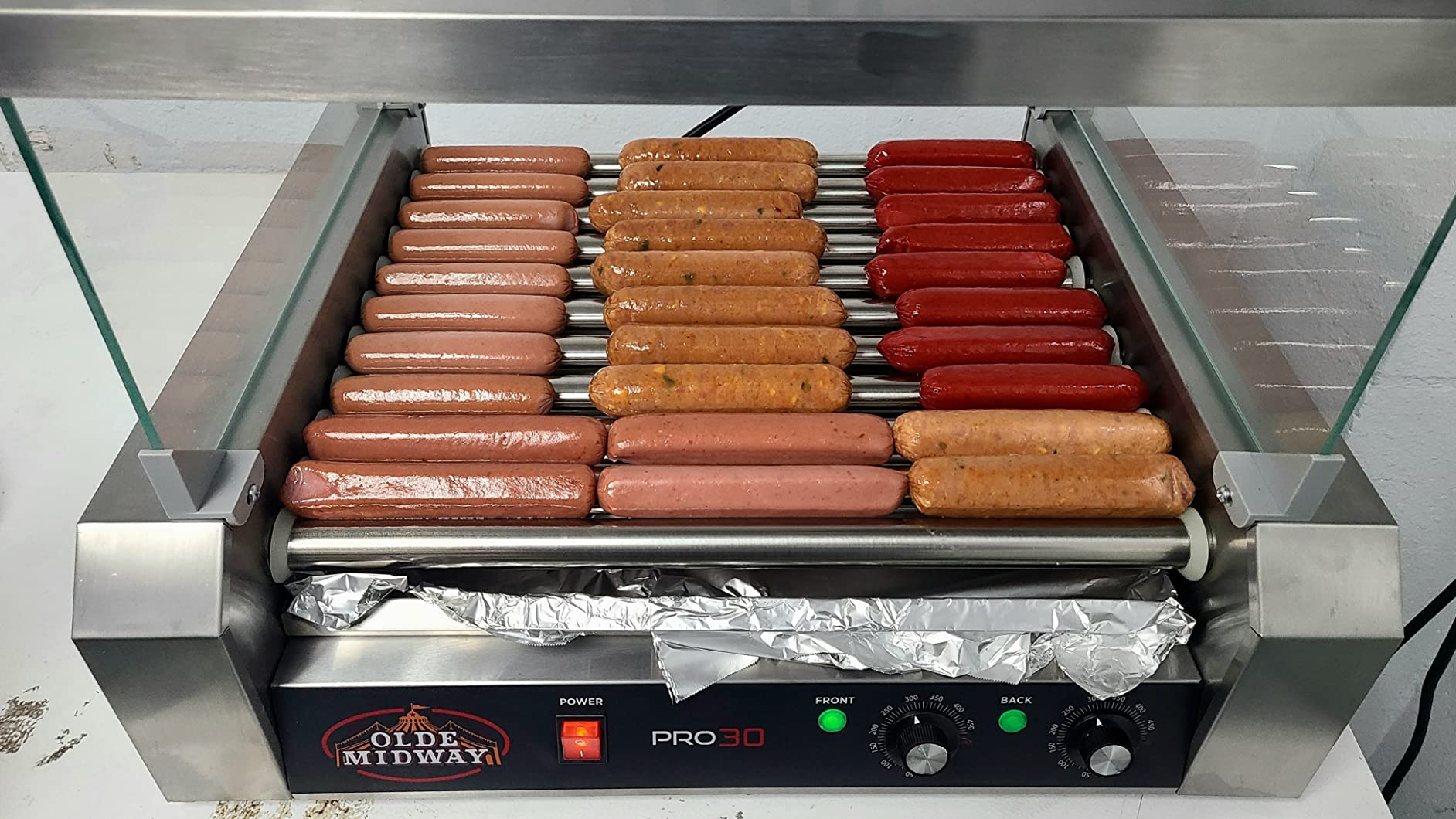 Olde Midway Electric 30 Hot Dog 11 Roller Grill Cooker Machine with Cover 1400-Watt - Commercial Grade customer photo 1