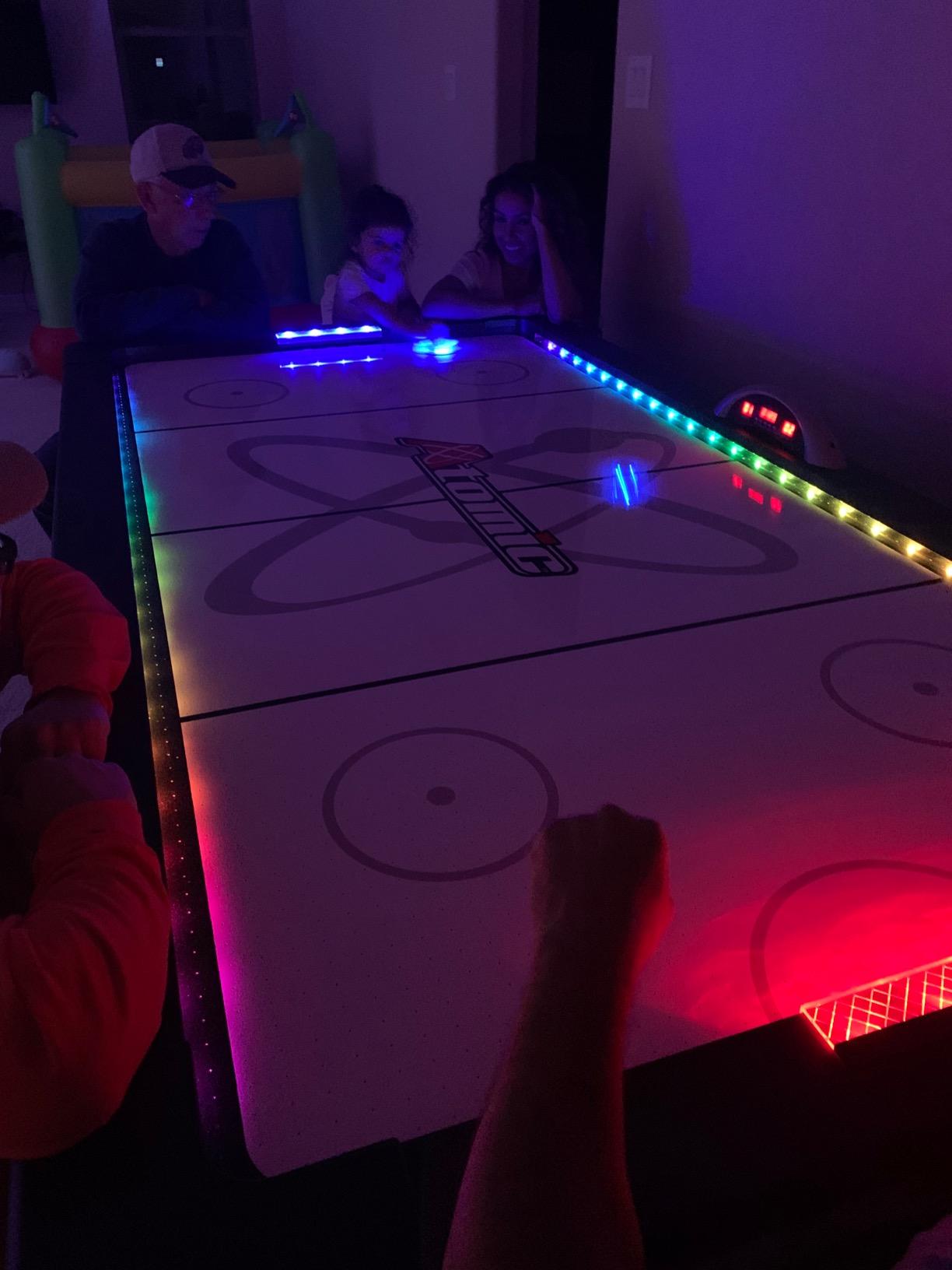 Atomic Top Shelf 7.5' Air Hockey Table - Arcade Style Table with 120V High-Power Motor, LED Lumen-X Lighting, High-Speed PVC Play Surface & LED Accessories customer photo 1