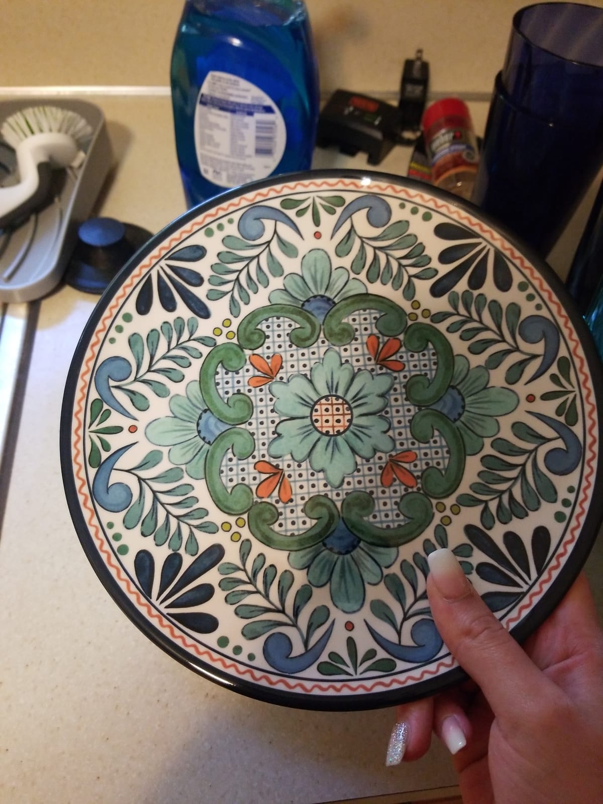Talavera Melamine 12-Piece Dinnerware Set - Multicolored Plates and Bowls for 4, Spanish Tile-Inspired, Durable, Lightweight, Shatterproof, Dishwasher Safe, Indoor Outdoor Tableware customer photo 1