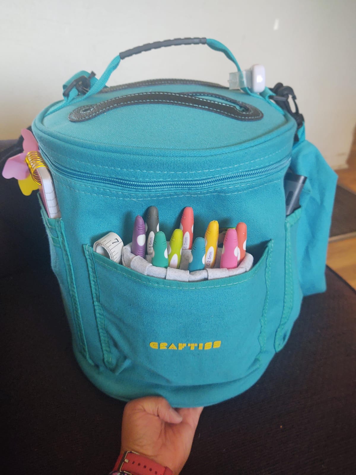 CRAFTISS Crochet Bag Organizer & Yarn Storage Bag, Knitting Bag and Yarn Holder with Removable Divider, Holds Skeins, Hooks, Needles & Accessories, Crochet Gifts for Women (Turquoise) customer photo 2