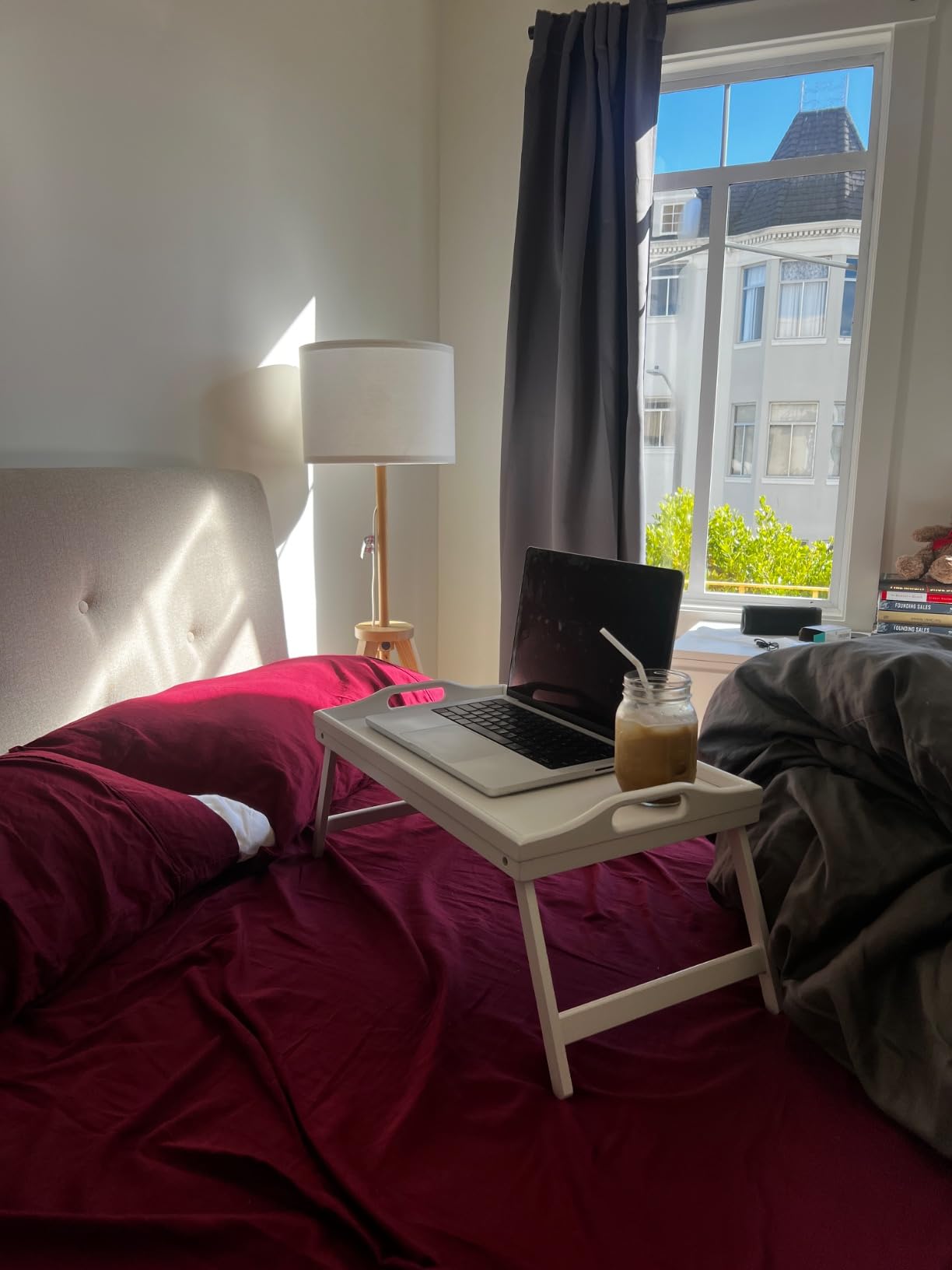 Bed Tray Table with Folding Legs - Serving Breakfast in Bed or Use As TV Table, Laptop Computer Tray, Snack Tray customer photo 1