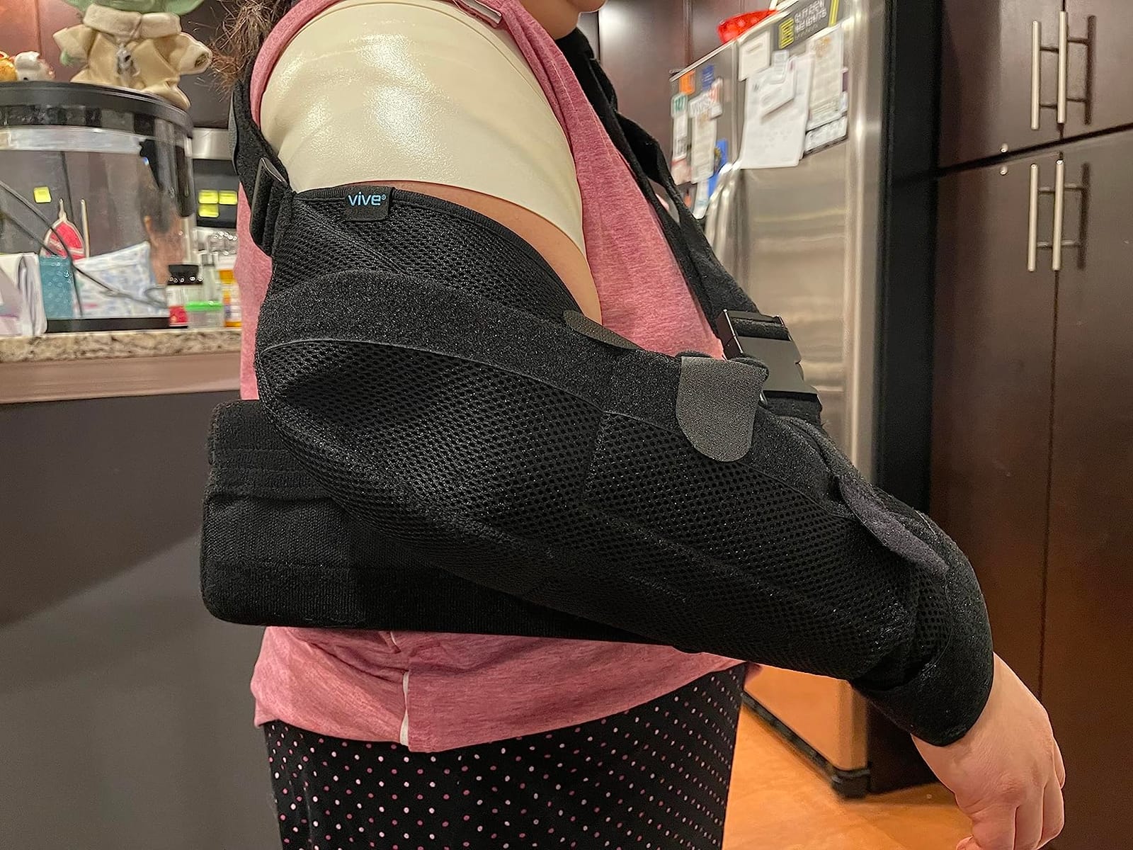 Vive Shoulder Abduction Sling - Immobilizer for Injury Support - Pain Relief Arm Pillow for Rotator Cuff, Sublexion, Surgery, Dislocated, Broken Arm - Brace Includes Pocket Strap, Stress Ball customer photo 2