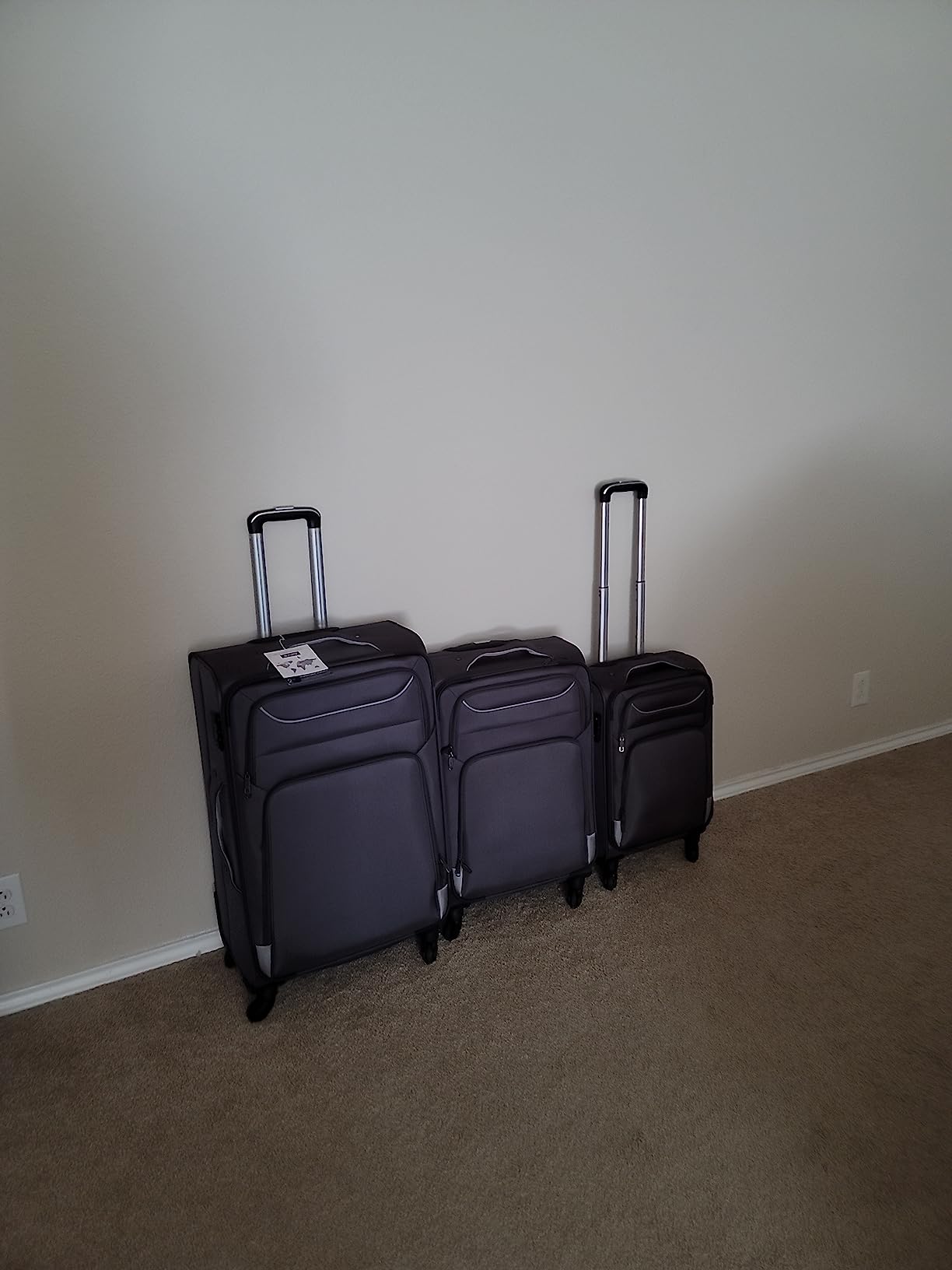 Coolife Softshell Luggage, TSA Lock, Spinner Wheels, 4-Piece Set with Tote | 1680D oxford cloth, 210D nylon lining, 4 spinner wheels, telescopic handle, IATA carry-on, aluminum handle, TSA lock customer photo 2