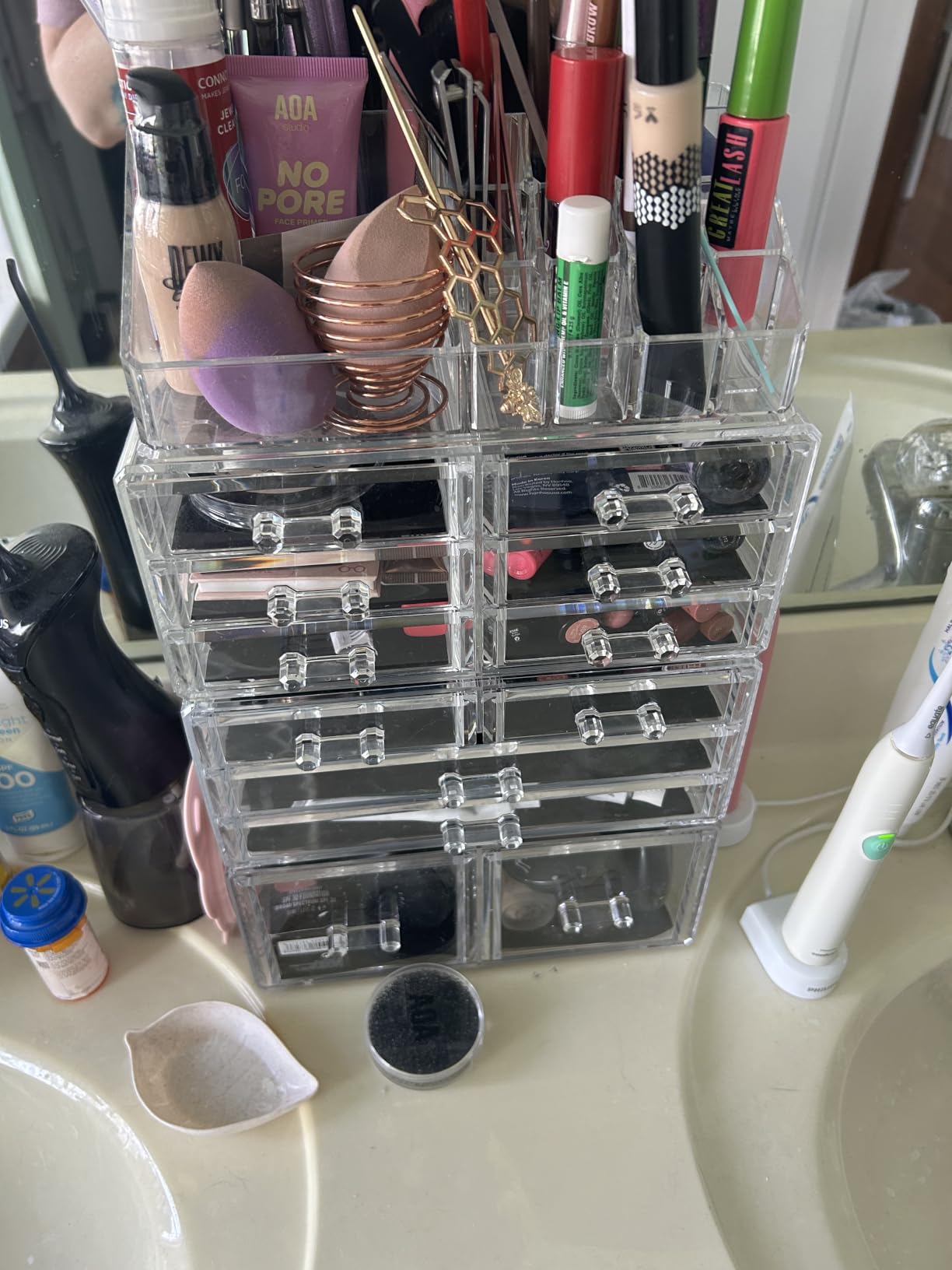 Readaeer Makeup Cosmetic Organizer Storage Drawers Display Boxes Case with 12 Drawers(Clear) customer photo 1