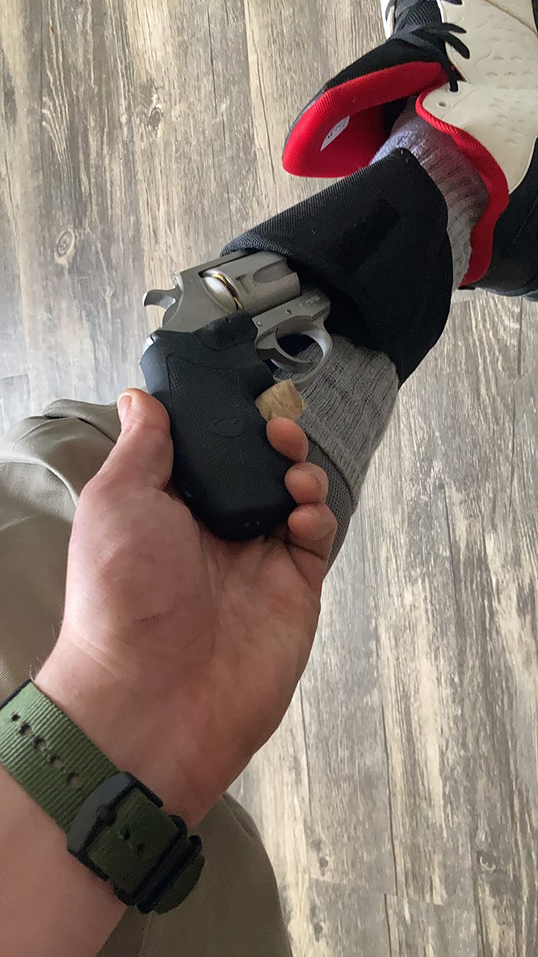 Houston Gun Holsters Ankle Revolver Holster, .38 J-Frame | Concealed Carry Ankle Holster, Fits .38 Special J-Frame Revolvers, 2.5 in Barrel or Less, Adjustable Strap, Black customer photo 2