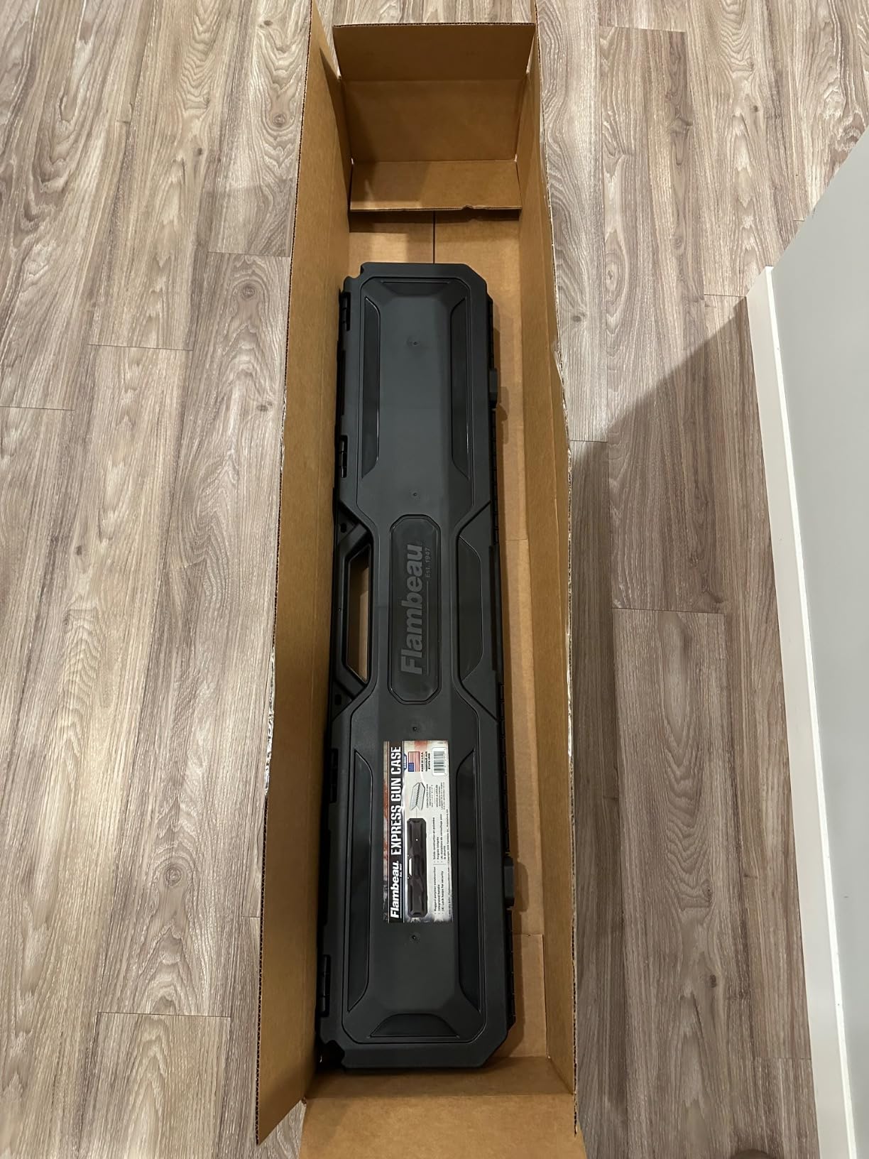 Flambeau Outdoors Express Gun Case 46in, Single Scoped Rifle, Foam, Black | Hard 46in case for one scoped rifle or shotgun. Heavy-duty polymer, convoluted foam bedding, 4 snap-tight lock hasps customer photo 1