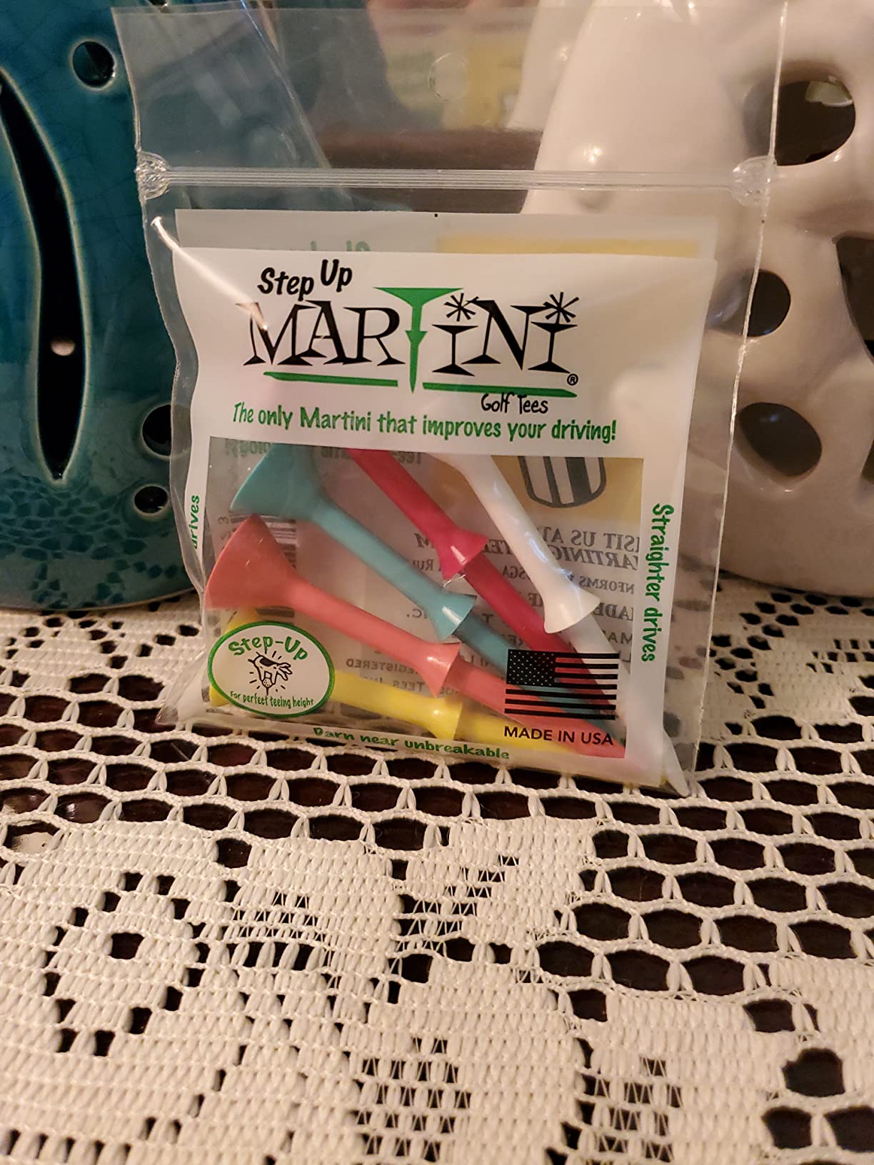 Martini Golf Tees DMT007 Durable Plastic Step-UP Tees (5 Pack), Assorted Colors, 3.25