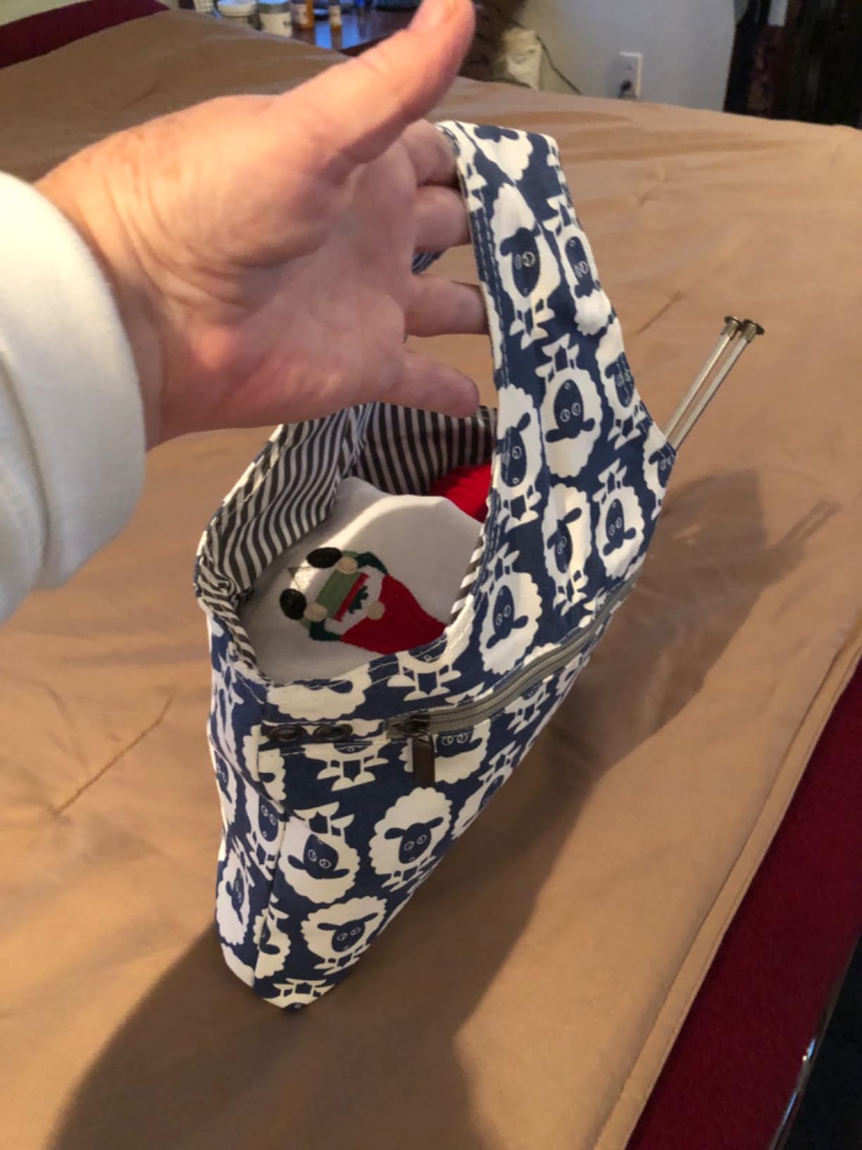 Teamoy Knitting Bag Tote, Travel Crochet Project Wrist Bag, Large, Tree | Yarn Storage Holder for Knitting Needles(14 inches), Yarn and Crochet Supplies, Lightweight, for Knitting on The Go customer photo 2