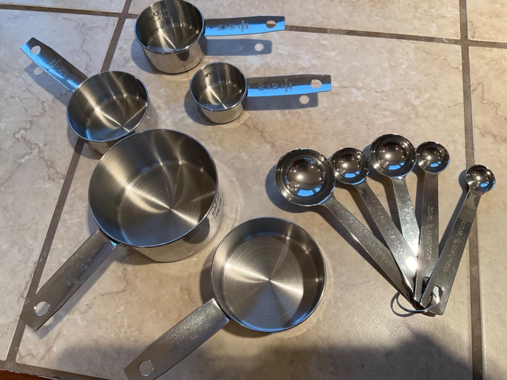 Laxinis World Stainless Steel Measuring Cups and Spoons Set, 10-Piece | Satin-brushed Steel, Engraved Metric and US Standard Markings, Elongated Handles, Nesting Ring Storage, and Dishwasher Safe customer photo 1