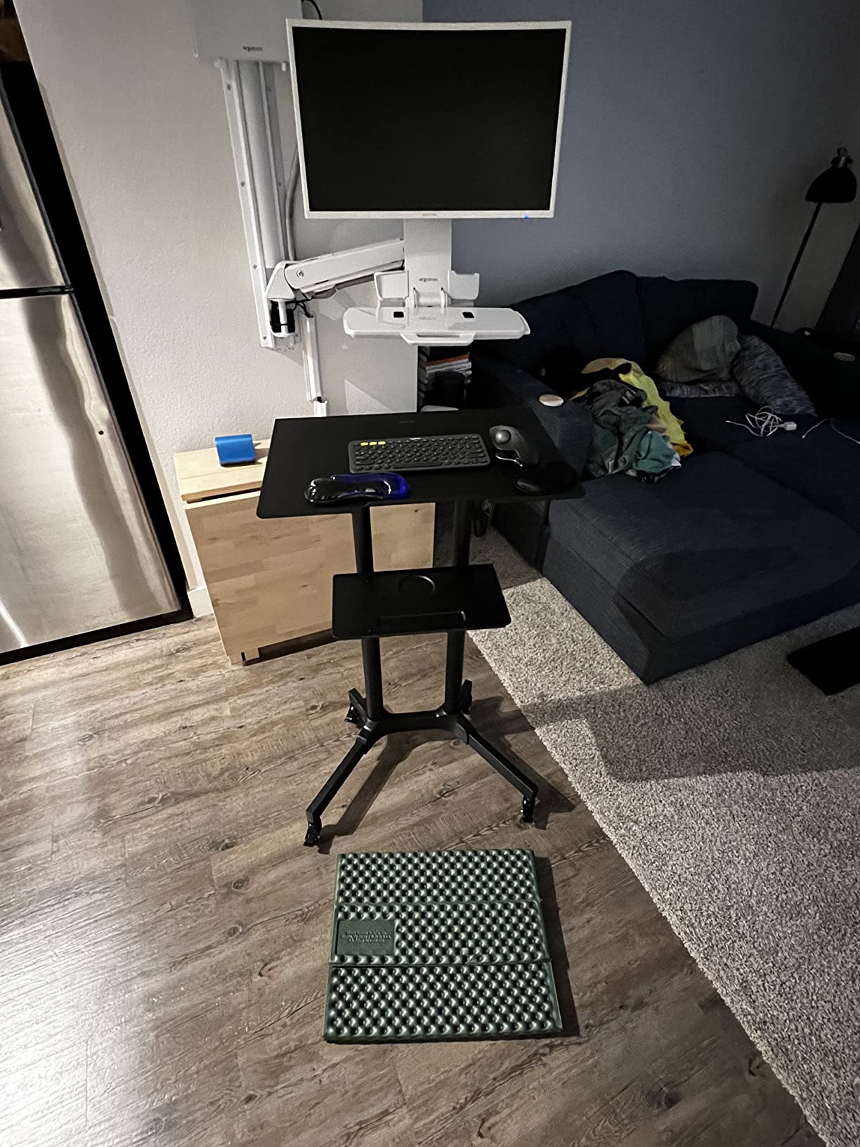 BONTEC Lecterns & Podiums Portable Mobile Standing Laptop Desk, Height Adjustable, Sit Stand, Home Office Classroom Pulpit Stand Up Desk Workstation, Rolling Table Laptop Cart with Storage Tray, White customer photo 1