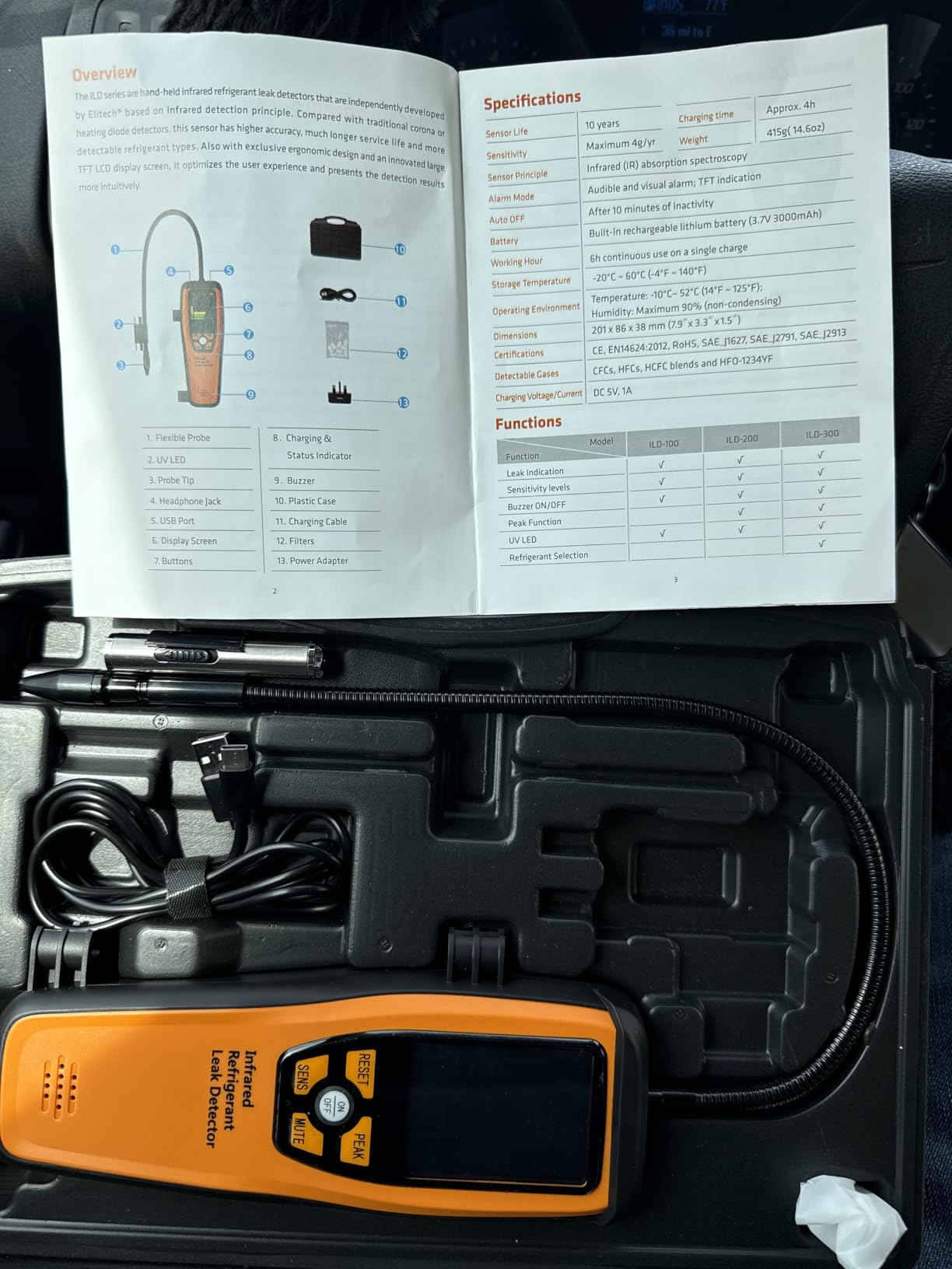 Elitech HVAC Refrigerant Leak Detector 10 Yrs Infrared Sensor Life, Halogen Freon Sniffer, Air Conditioning Detection, Automotive Gas Finder, ILD-200 customer photo 2