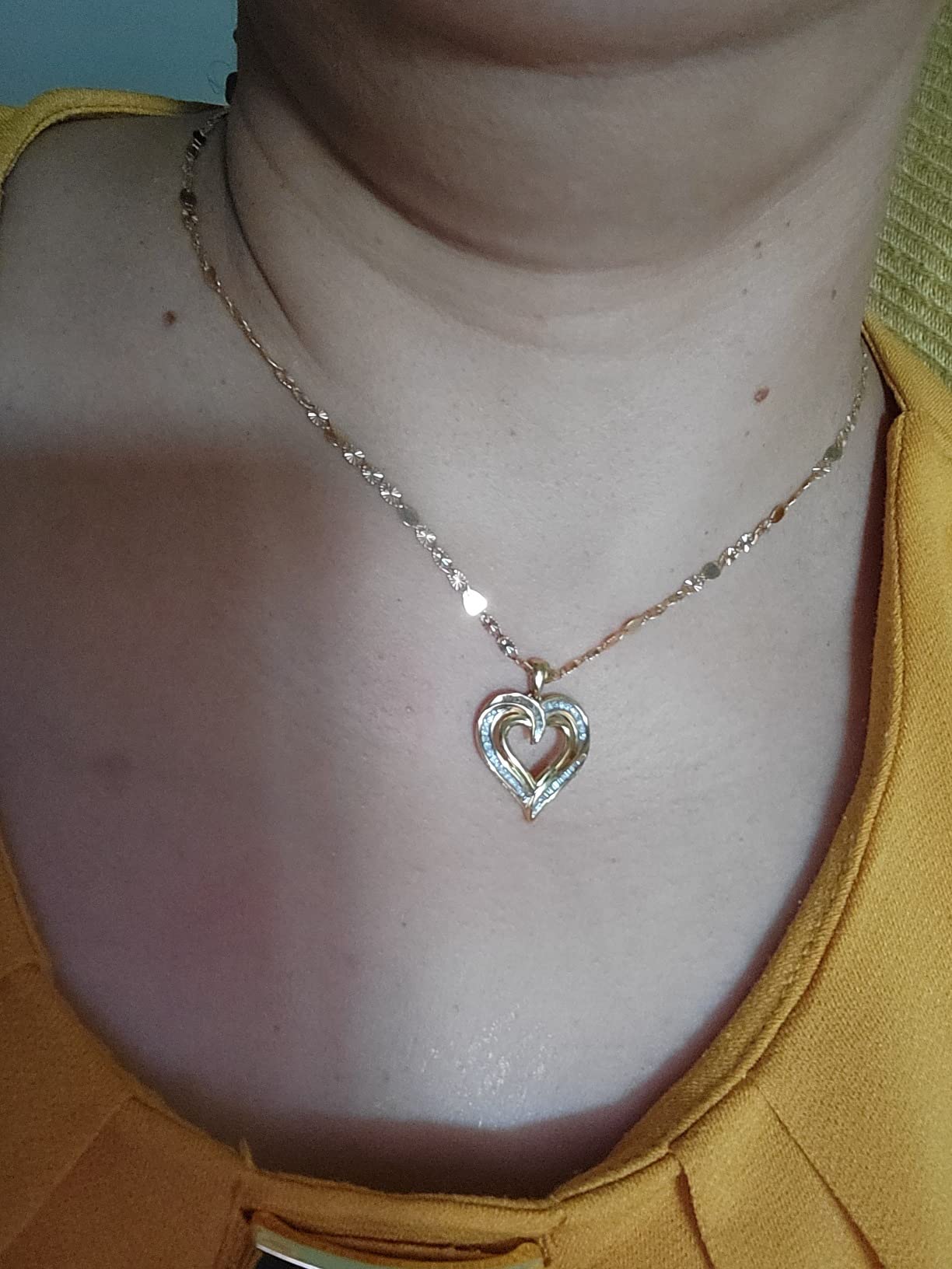 Jewelili 925 Sterling Silver Diamond Heart Pendant Necklace for Women | 1/4 or 1/2 CTW Natural White Round & Baguette Diamonds | Sterling Silver or Yellow/Rose Gold Plated | 18