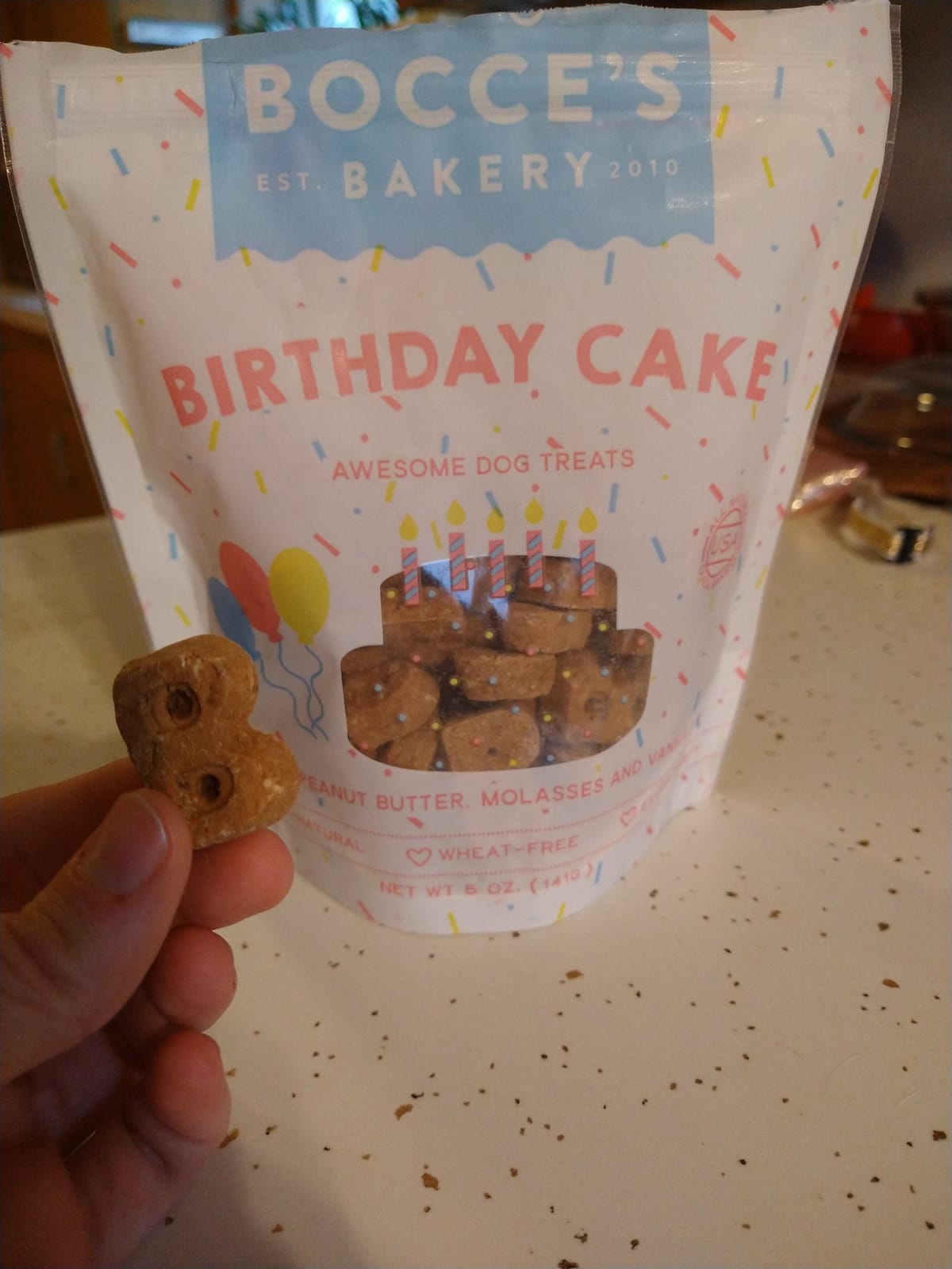 Bocce's Bakery Birthday Cake Flavor Crunchy Biscuits Dog Treats, 5 oz | Oven Baked, Wheat-Free Everyday Dog Treat Biscuits customer photo 1