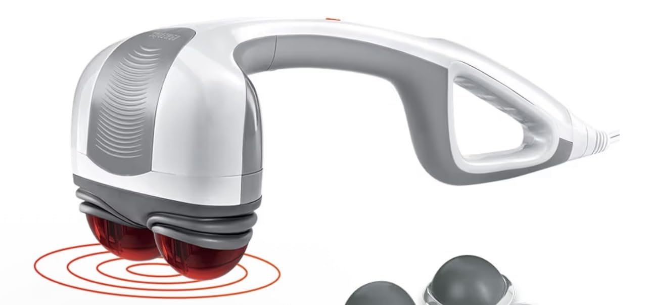 Homedics Back Massager Heated Automatic Percussion Body Massager | with Dual Pivoting Heads, for Back, Body and Neck Massage, Interchangeable Nodes, For Shoulders, Legs and Feet, White customer photo 1