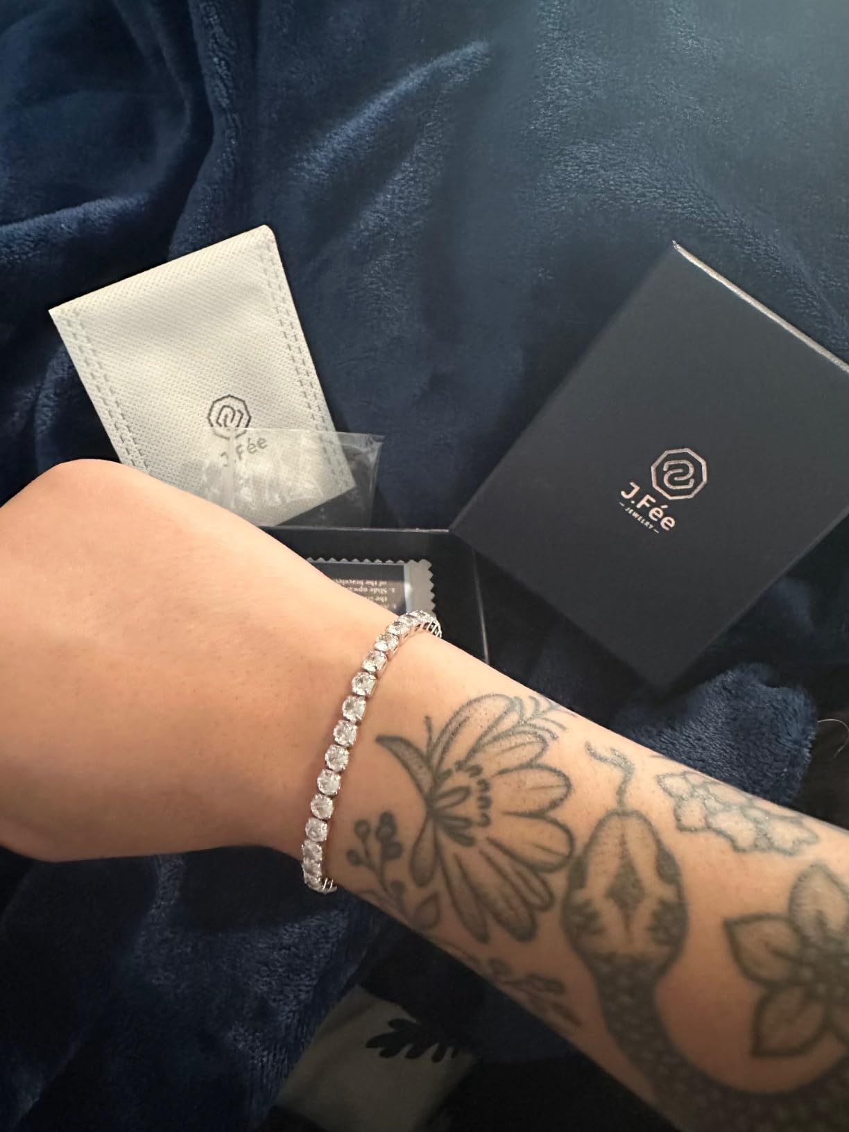 J.Fée Silver Bracelet, S925 Tennis Bracelet with Sparkling 5A Cubic Zirconia Silver Bracelets for Women Adjustable Bracelet customer photo 1