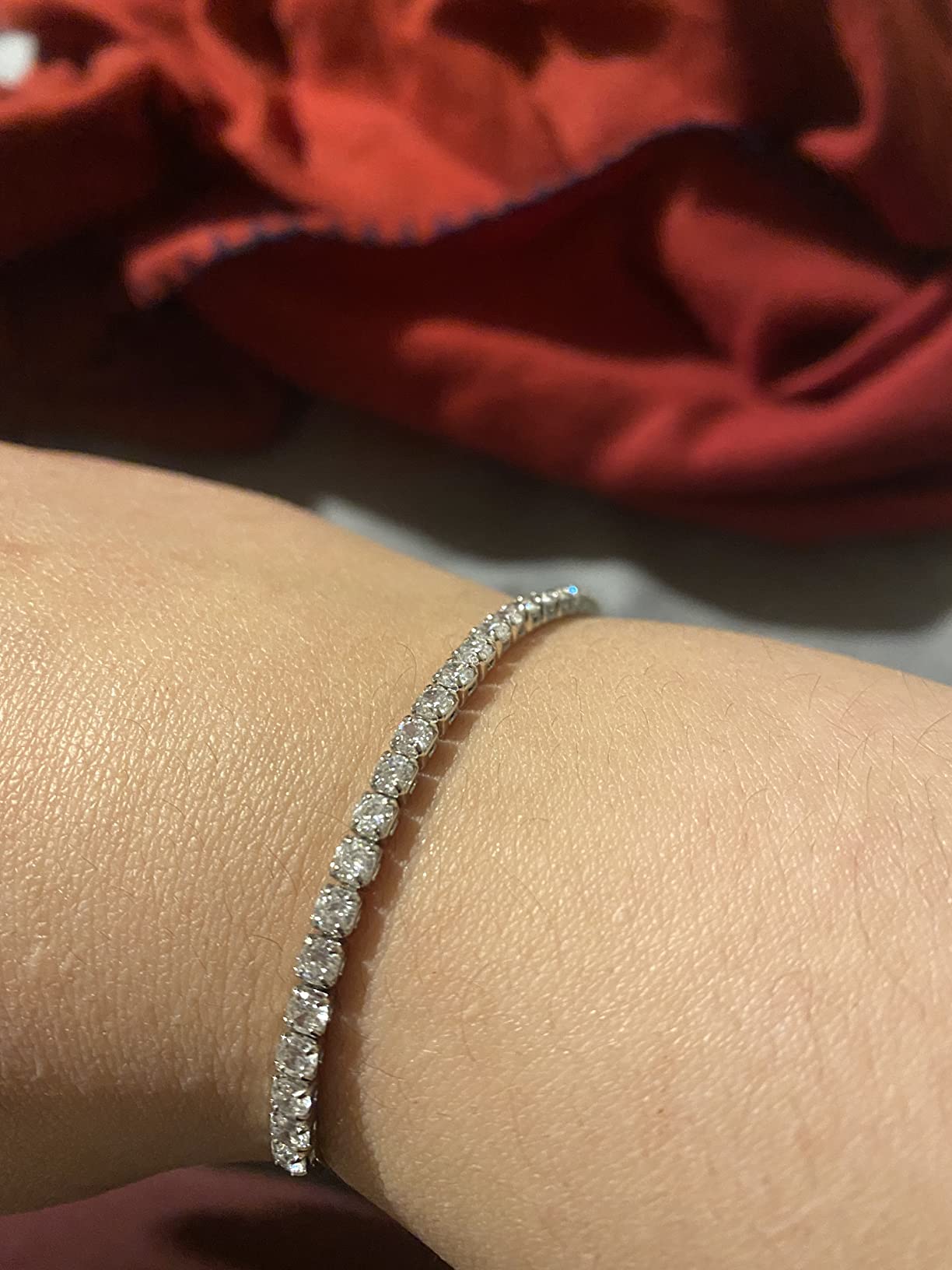 J.Fée Silver Bracelet, S925 Tennis Bracelet with Sparkling 5A Cubic Zirconia Silver Bracelets for Women Adjustable Bracelet customer photo 2