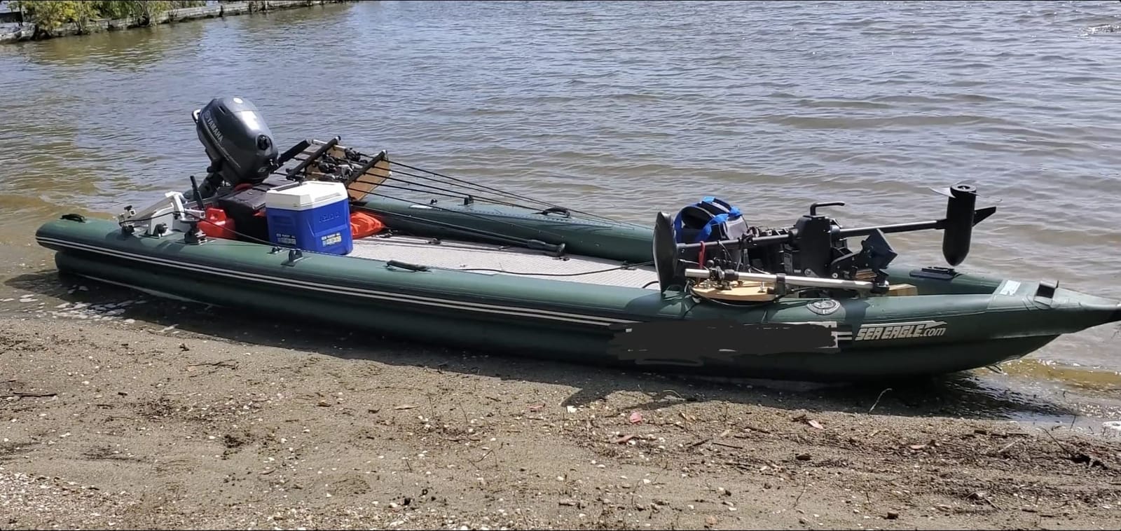 Sea Eagle FSK16 FishSkiff Inflatable 16', High Pressure, All-Drop-Stitch, 1-3 Person Frameless Fishing Boat w/Rigid 6