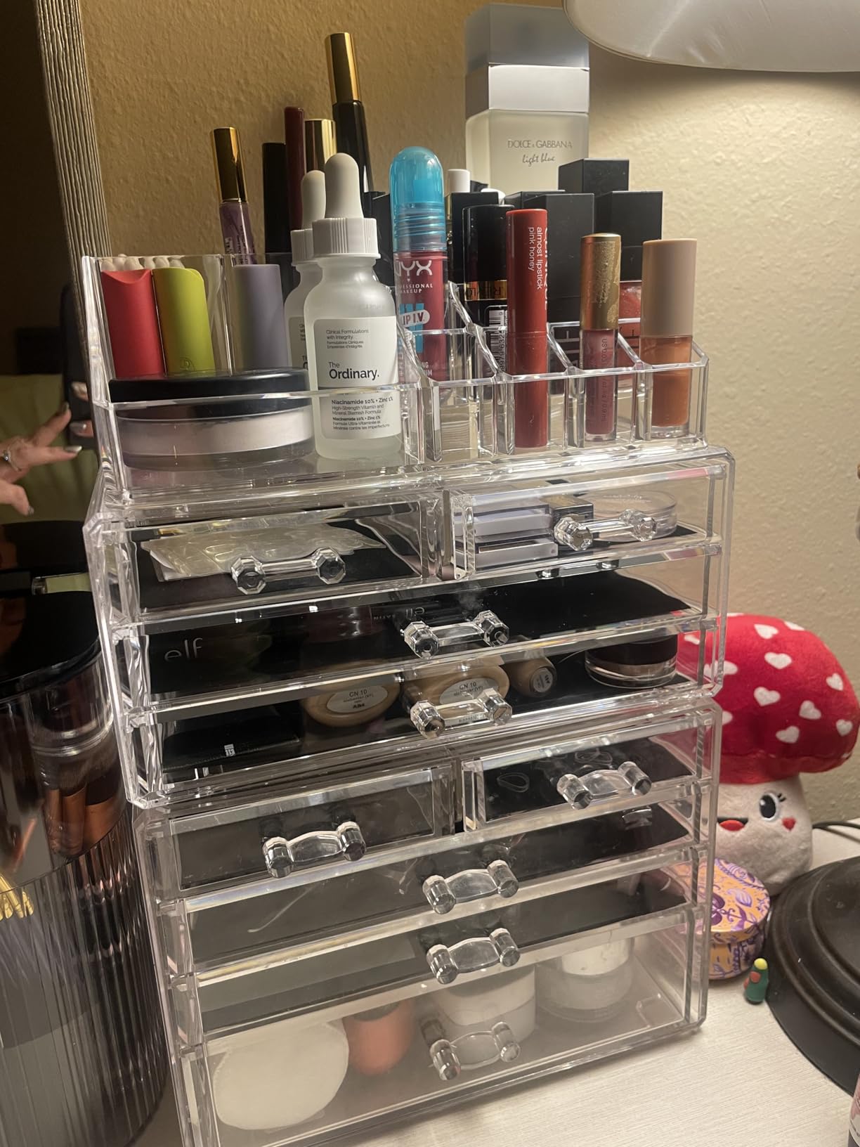 Masirs Clear Makeup Organizer with 4 Drawers 16 Compartments, Countertop customer photo 2