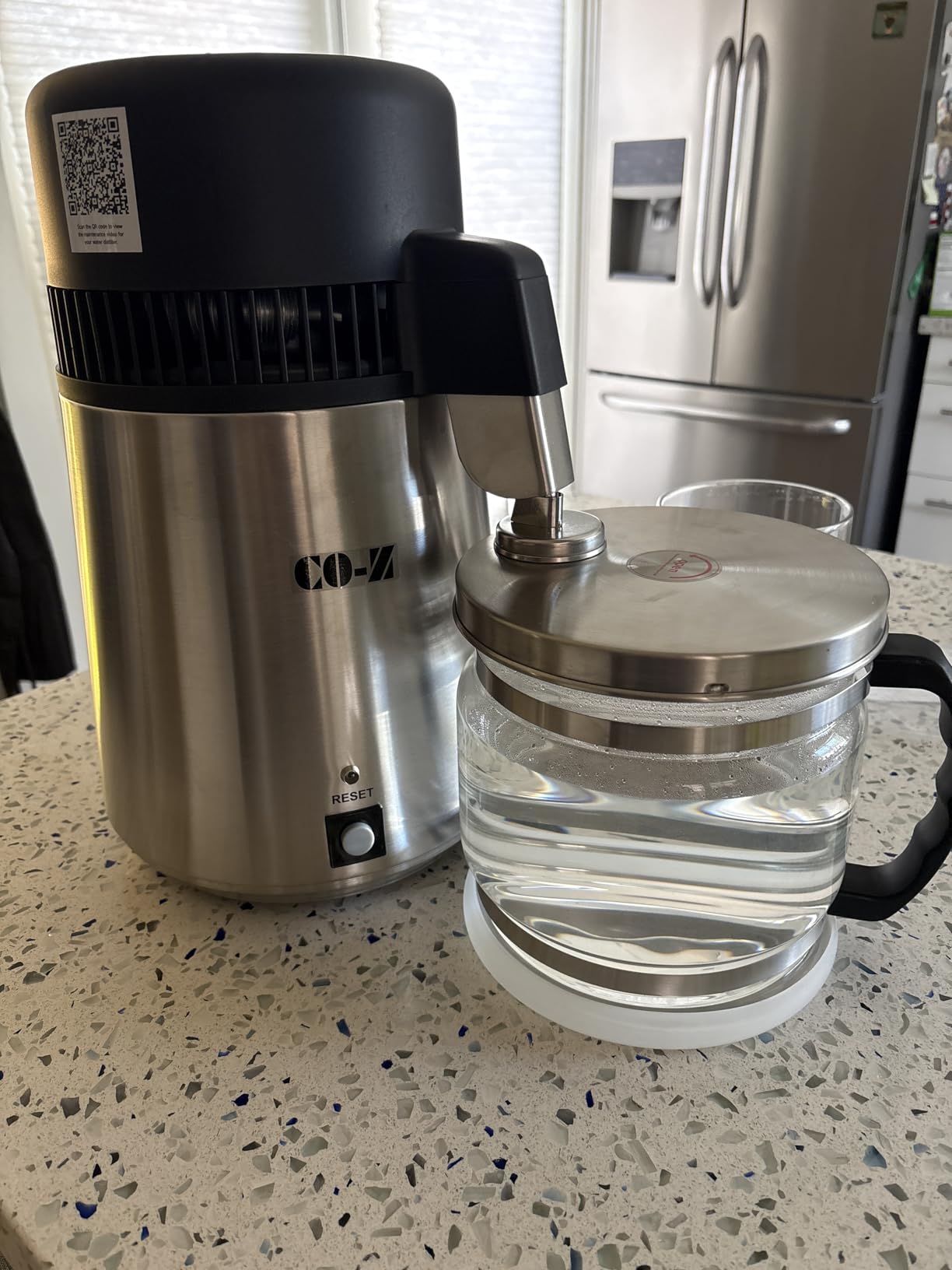 CO-Z 4L Brushed Stainless Steel 750W Countertop Water Distiller with Glass Pot, Auto Shut-Off at 302F customer photo 1