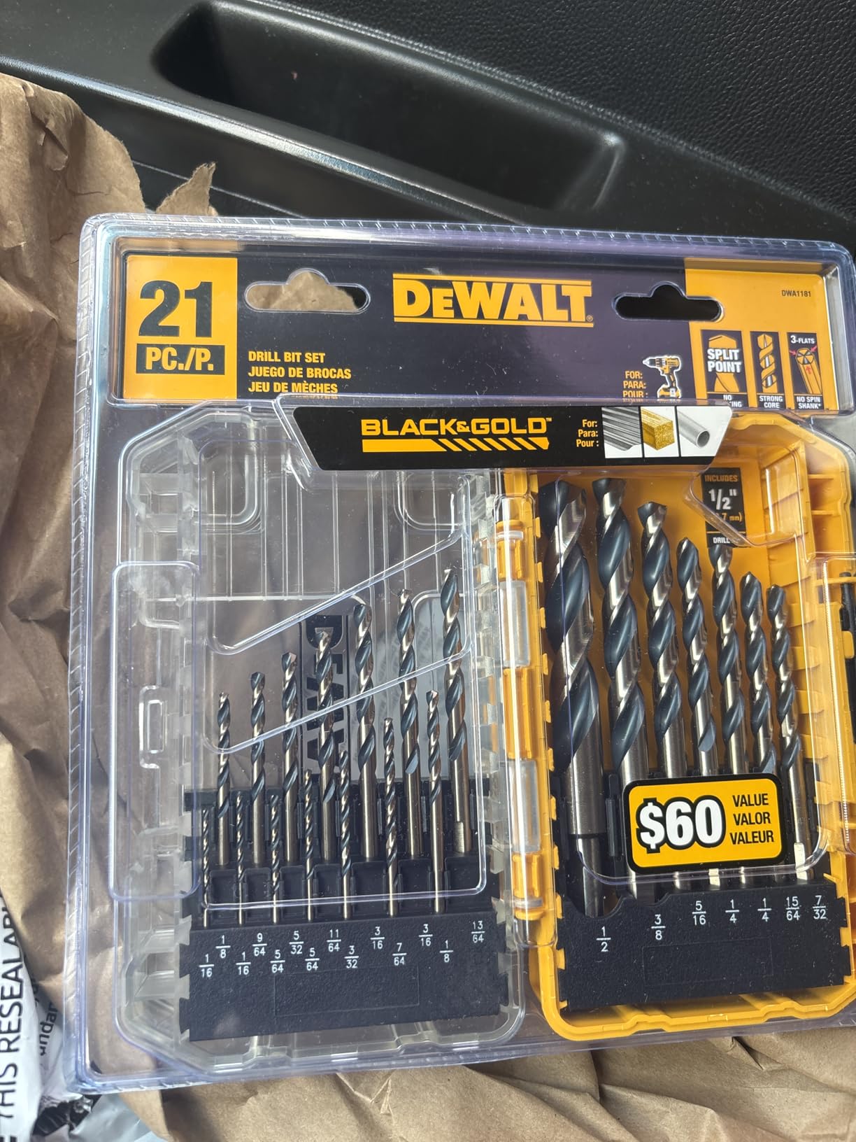 DEWALT Drill Bit Set, 21 Pc High Speed Steel DEWALT Bits, Black and Gold Oxide Coated, 135 Degree Split Point, 31 Degree Helix (DWA1181) customer photo 1