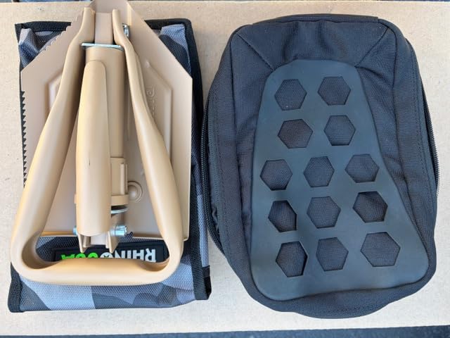 Rhino USA Folding Survival Shovel with Pick - Military Entrenching Tool | Heavy Duty Carbon Steel Folding Tool for Off-Road, Camping, Gardening, Beach. For Dirt, Sand, Mud & Snow Digging. Black customer photo 2