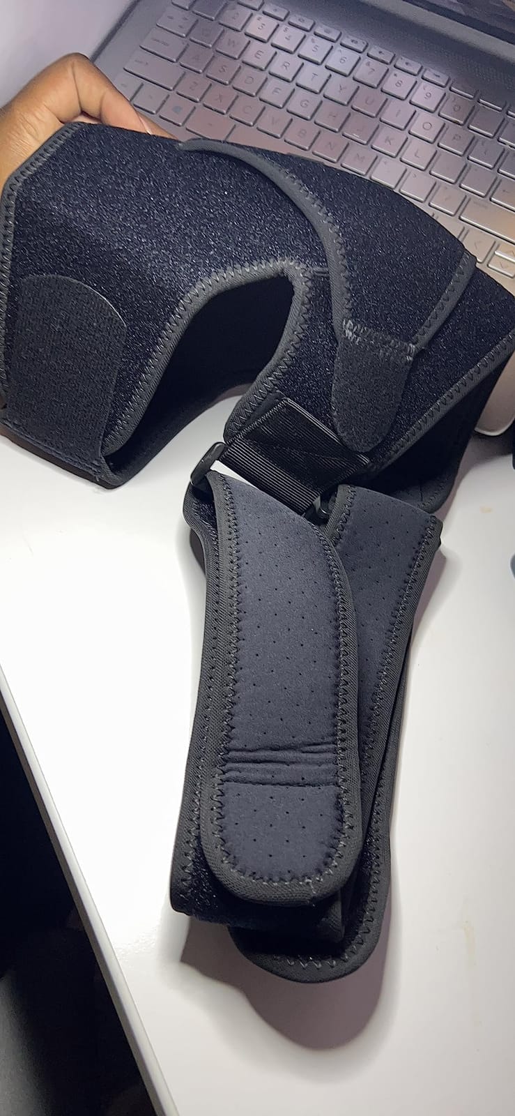 Copper Compression Recovery Shoulder Brace - Immobilizer for Torn Rotator Cuff, AC Joint Pain Relief, Dislocation, Arm Stability - Adjustable Fits Men, Women - Black - S/M customer photo 1
