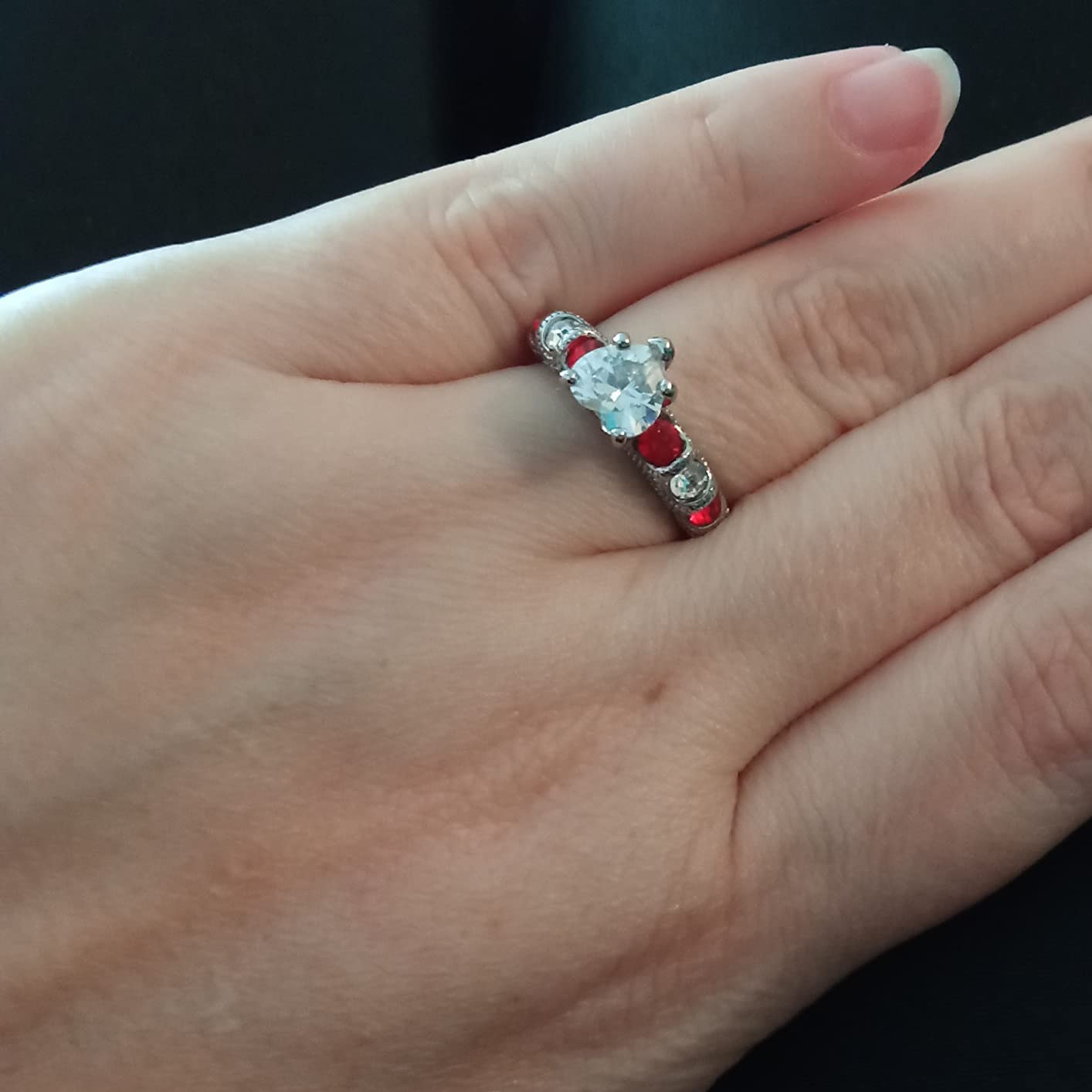 Couple Ring Bridal Set His Hers White Gold Plated White CZ Stainless Steel Wedding Ring Band Set customer photo 1