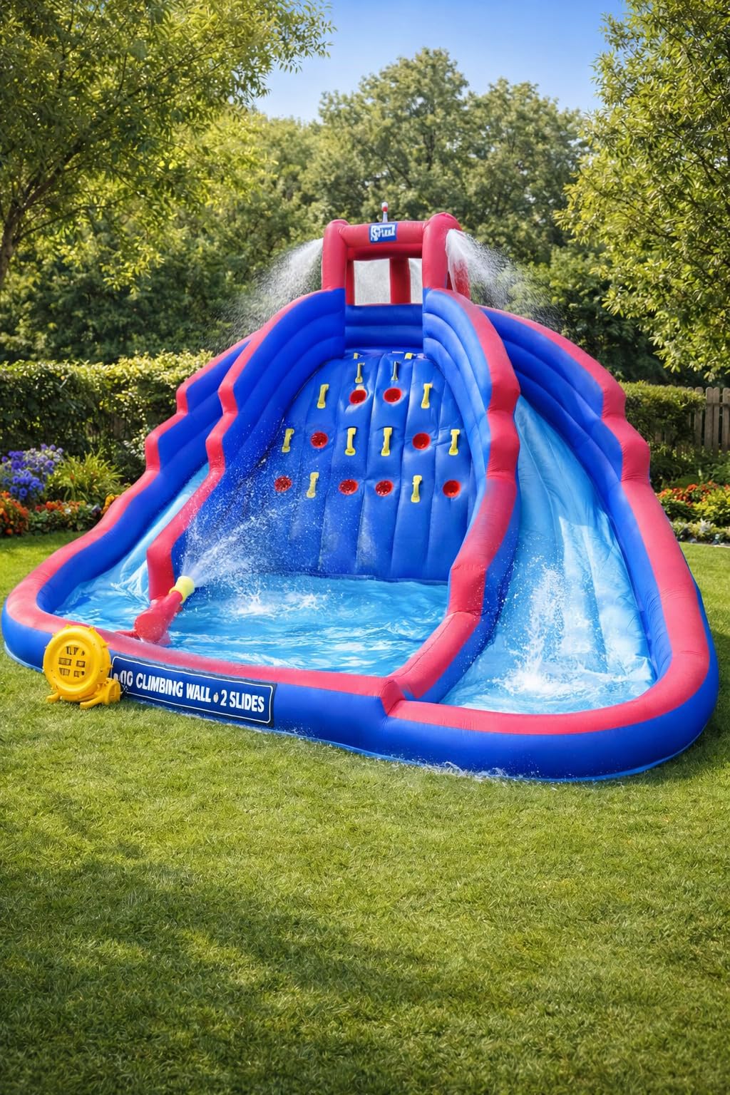 SUNNY & FUN Ultra Climber Inflatable Water Slide Park - Heavy-Duty for Outdoor Fun - Climbing Wall, Two Slides & Splash Pool - Easy to Set Up & Inflate with Included Air Pump & Carrying Case customer photo 1