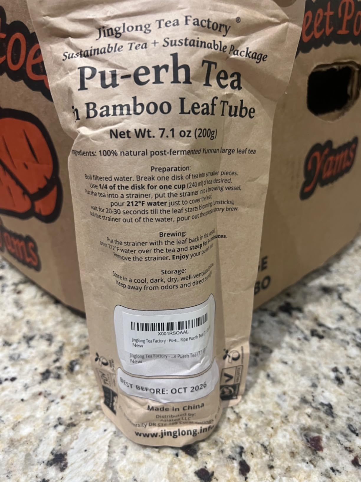 Jinglong Tea Factory - Pu-erh Tea in Bamboo Leaf Tube (80 Cups) Ripe Puerh Tea (7.1 Ounce) customer photo 2