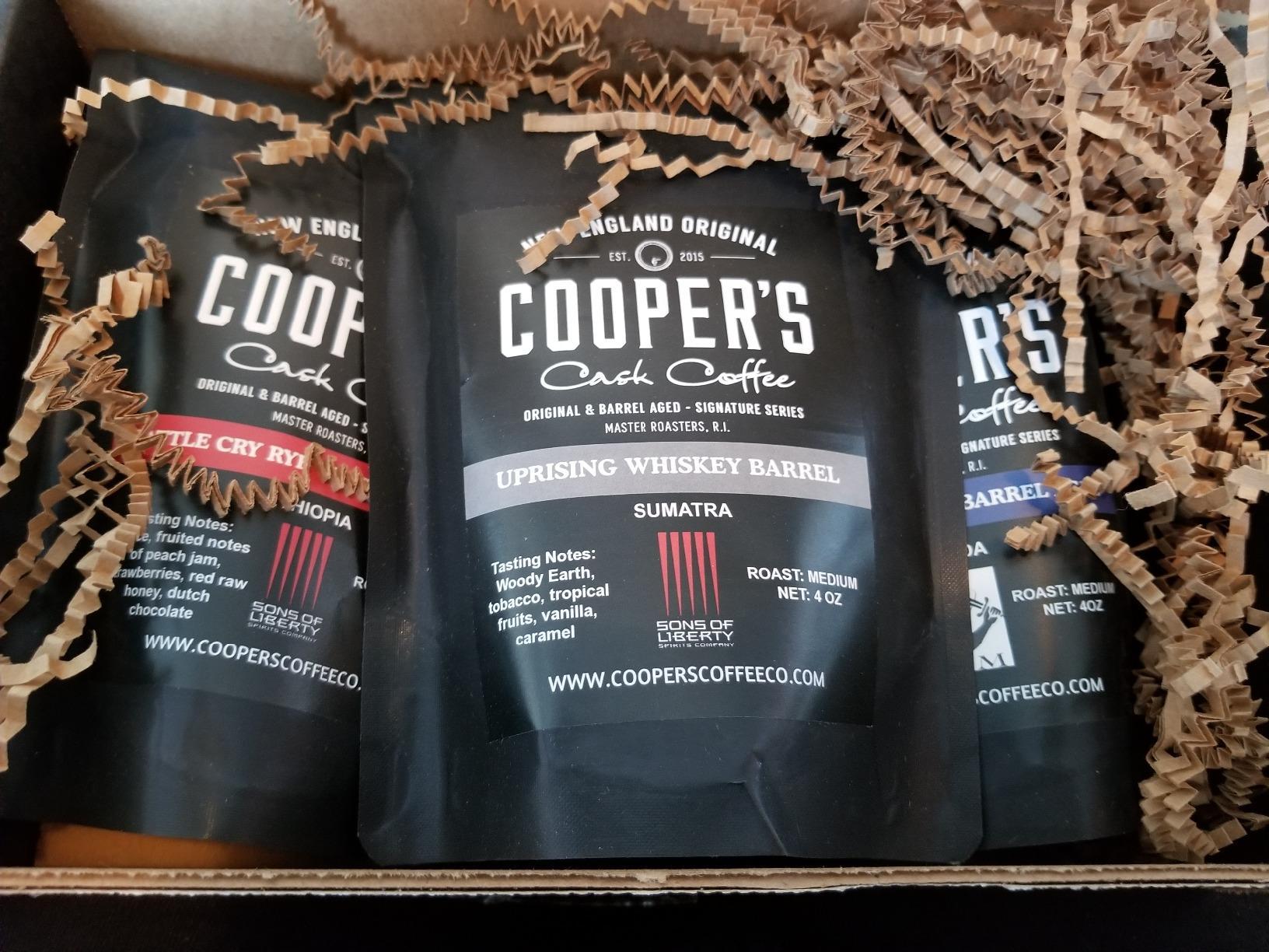 Bourbon & Whiskey Barrel Aged Coffee Box Set with Four Whole Bean Single Origin Coffees (Colombia, Sumatra, Ethiopia, Rwanda) Premium Small-Batch Gourmet Roasted Coffee Gift (Pack or 4) customer photo 2
