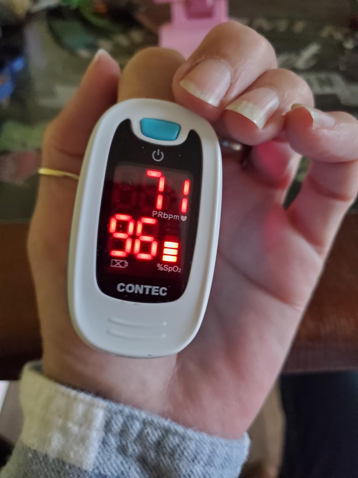 CONTEC LED CMS50M Pulse Oximeter,SpO2 and PR Value Waveform Blood Oxygen, Neck/Wrist Cord customer photo 2