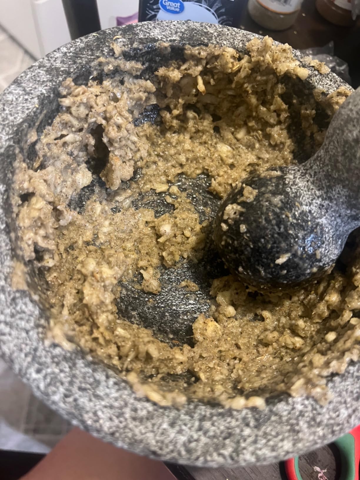 Umien Granite Mortar and Pestle Set 8-Inch (3.5-Cup), Molcajete, Grey | 100% Granite, Avocado Tool Included, Molcajete Mexicano, for Guacamole, Spices, Herbs & Pesto, Premium Kitchen Gift customer photo 2