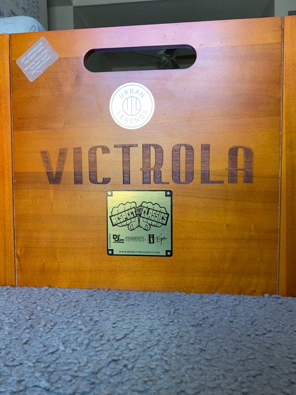 Victrola Wooden Record Crate - Tabletop Vinyl Album Holder, No-Tool Assembly, Holds Over 50 Records, Real Wood Construction, Elegant Design (Natural Wood) customer photo 1
