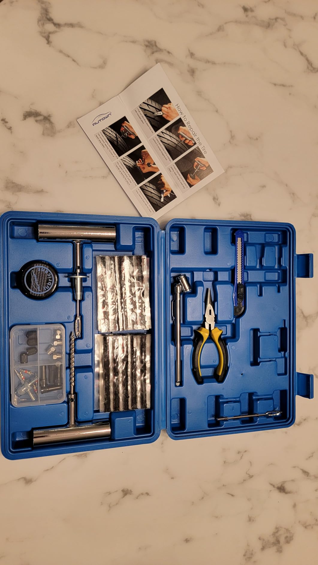 AUTOWN Flat Tire Repair Kit 68pcs, Heavy Duty Tire Plug Kit to Fix Puncture | Universal Tire Plug Patch Tool Set with Case for Car, Truck, Motorcycle, ATV, RV, SUV, Tractor, Trailer Emergency Repair customer photo 1