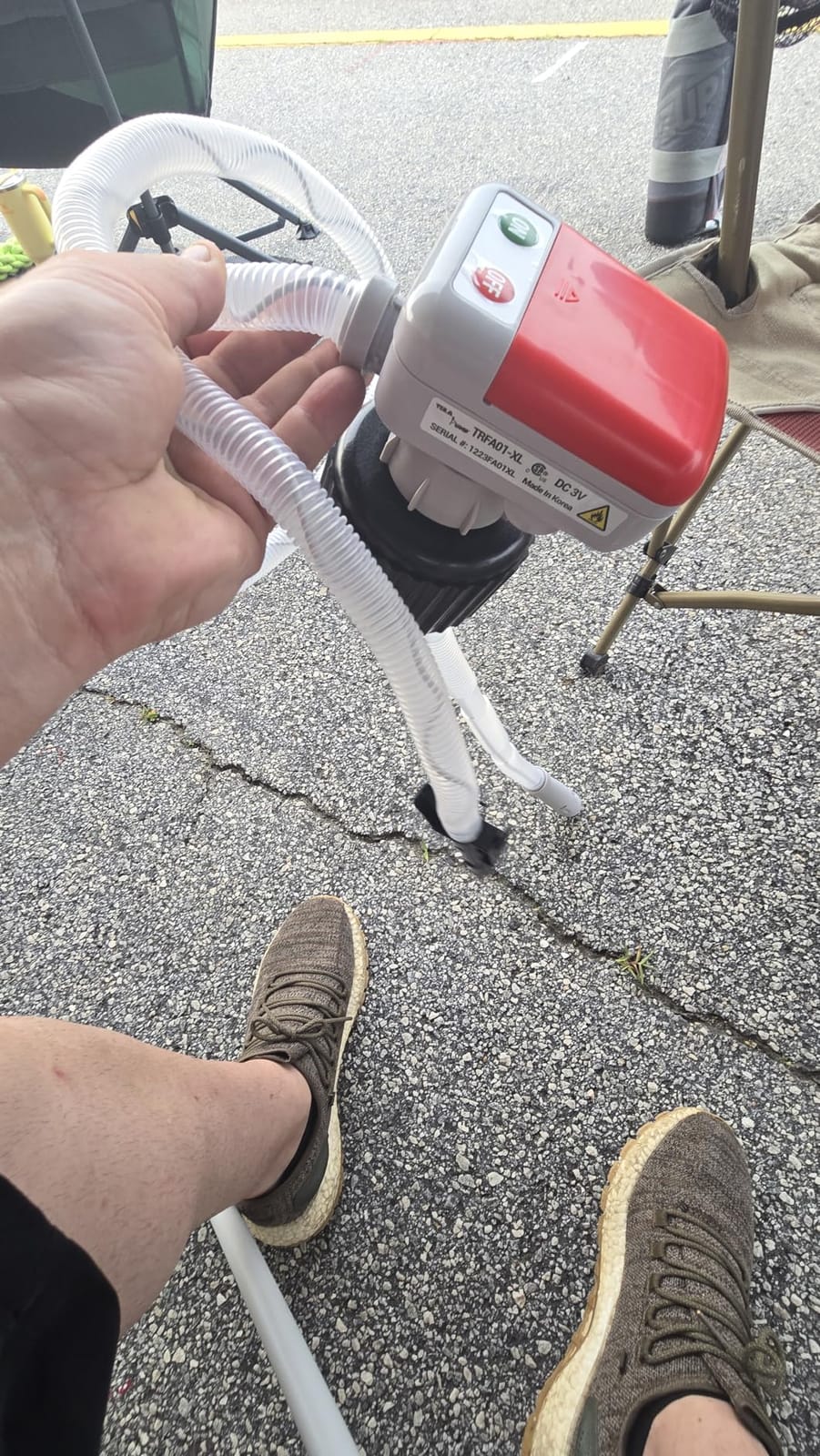 TERA PUMP TRFA01-XL 2nd Gen. Battery Powered Overfill Protection Fuel Transfer Pump w/Universal Gas Can & Utility Jug Adapter, 4.27ft Vinyl Hose, 2.5 GPM for Gas Diesel E15 E85 Fuels | Overfill Protection, Universal Gas Can & Utility Jug Adapter, 4.25ft Vinyl Hose, 2.5 GPM, For Gas Diesel E15 E85 Fuels customer photo 2