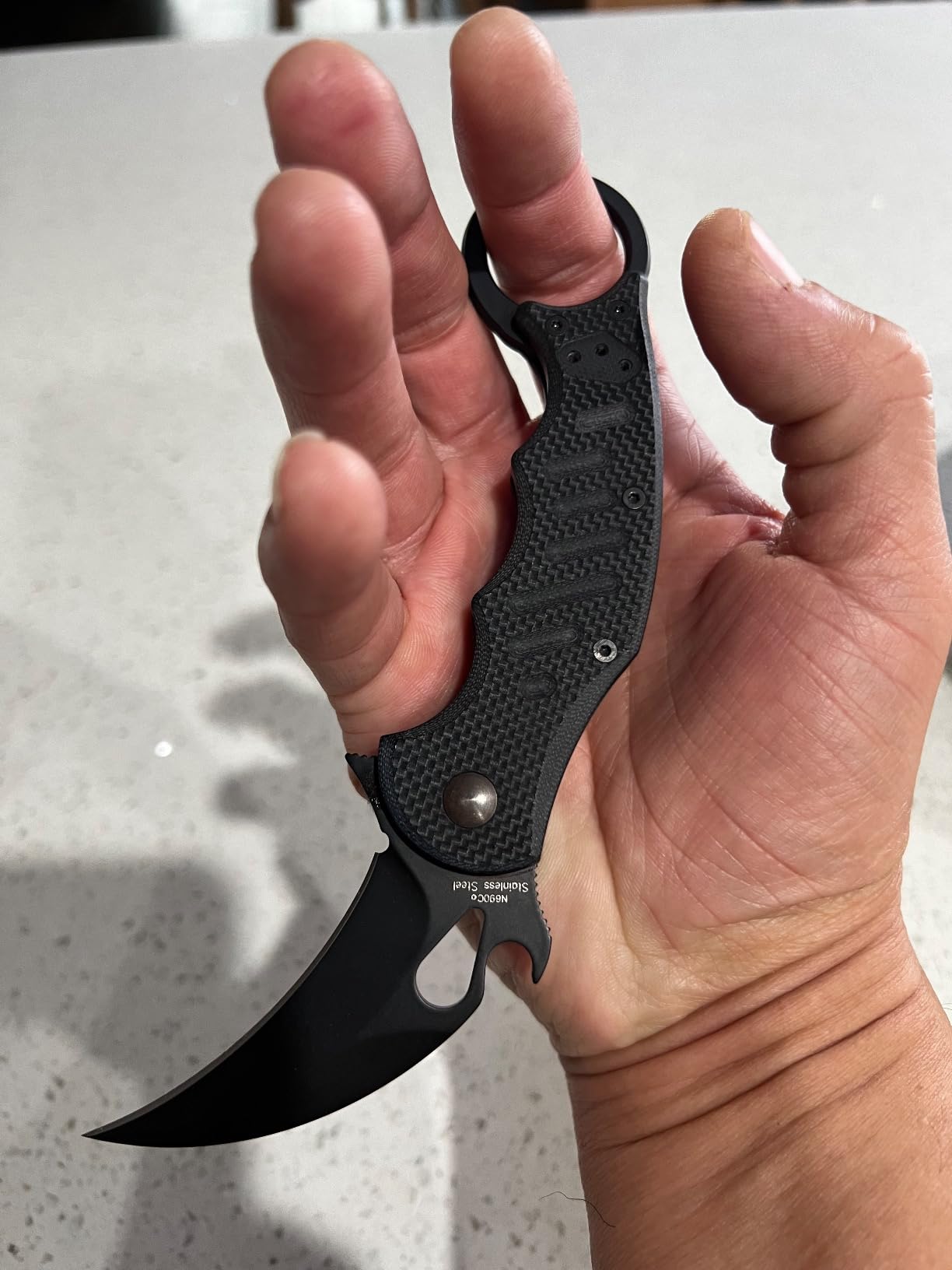 Fox Knives FX-599 G10 Black Emerson Wave Folding Karambit Knife, Hawkbill customer photo 2