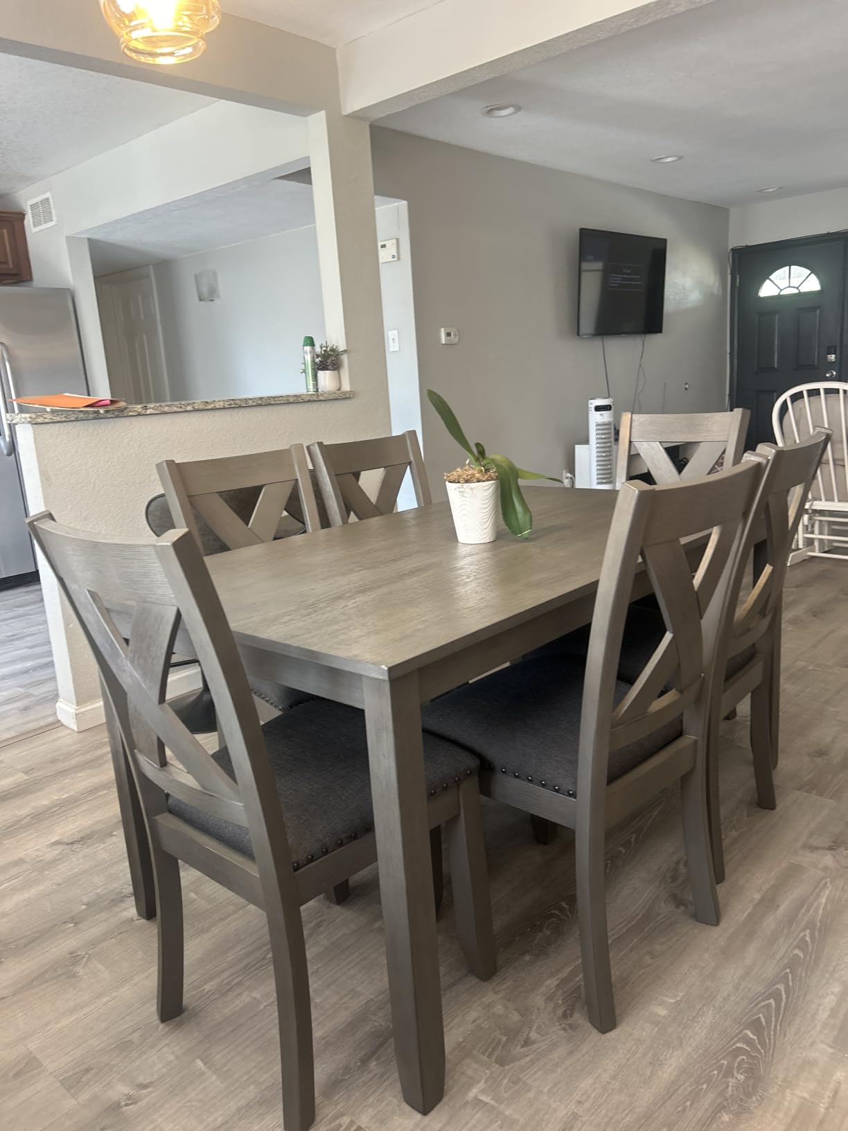 Signature Design by Ashley Skempton 7-Piece Dining Table Set for 6 | Solid wood, engineered wood & acacia veneer construction, 60-in table, Cushioned polyester seating, Two-tone finish customer photo 2