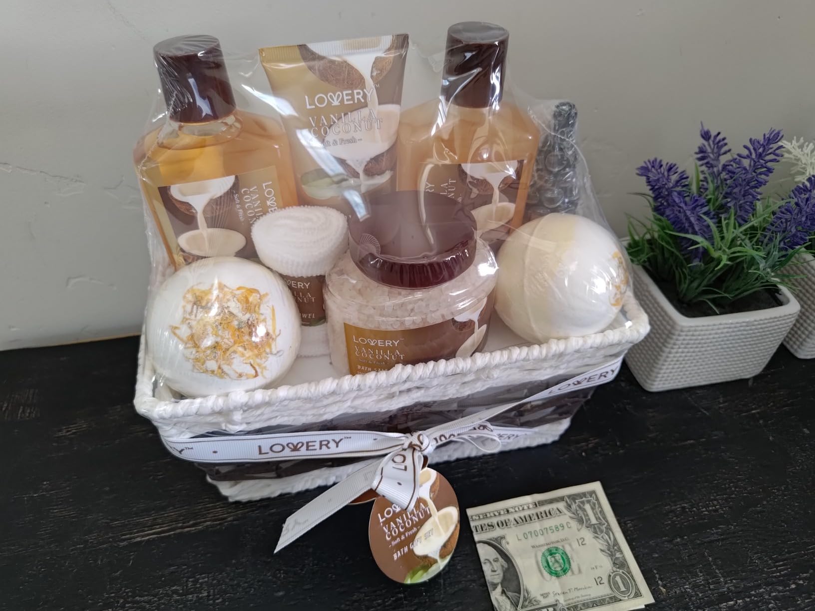 Gifts For Women Gift Basket for Women– 9 Piece Set of Vanilla Coconut Home Spa Set, Luxurious Gifts for Her, Bath and Body Sets Includes Fragrant Lotions, Large Bath Bombs, Coconut Oil customer photo 1