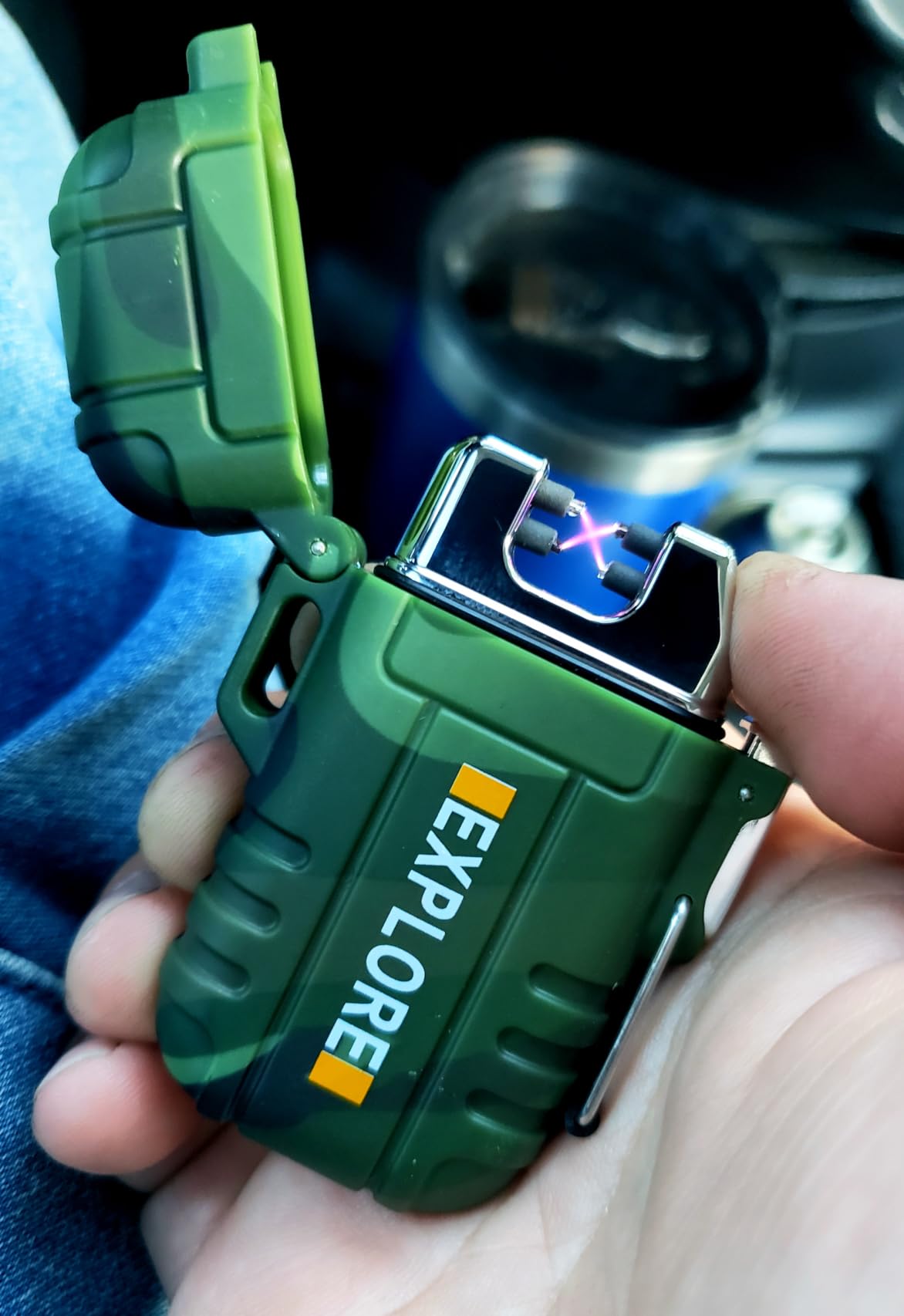 Electric Dual Arc Lighter Mens Stocking Stuffers Camping Gadgets Gifts Men | USB Rechargeable Windproof Lighters Waterproof Matches for Camping Hiking Hunting, Tactical Survival Gear for Men Fathers customer photo 1