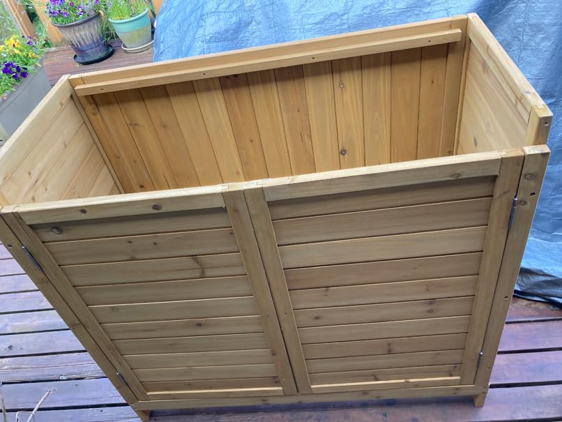 GDLF Outdoor Storage Cabinet with Work Bench, Garden Potting Table, Natural | 38.2