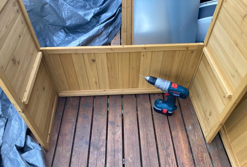GDLF Outdoor Storage Cabinet with Work Bench, Garden Potting Table, Natural | 38.2