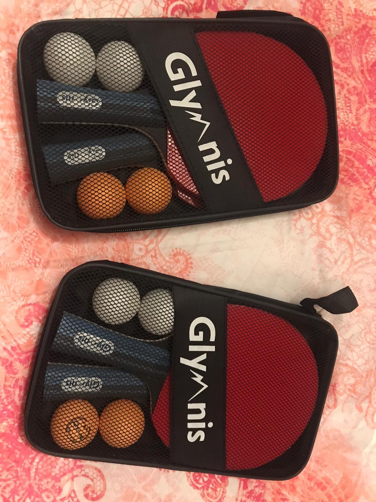 Glymnis Ping Pong Paddles Set of 4/2, Table Tennis Rackets Set and Balls | 7-Ply Wood, 3-Star Ball, Flared Handle, Storage Case, Table Tennis Set for Beginners Intermediate Player Indoor Outdoor Game customer photo 2