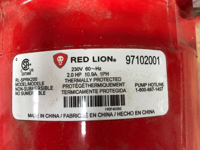 Red Lion RL-SPRK200 Sprinkler/Irrigation Pump, 230V, 76 GPM, 2 HP | Thermoplastic Impeller, For water sources down to 25' deep customer photo 2