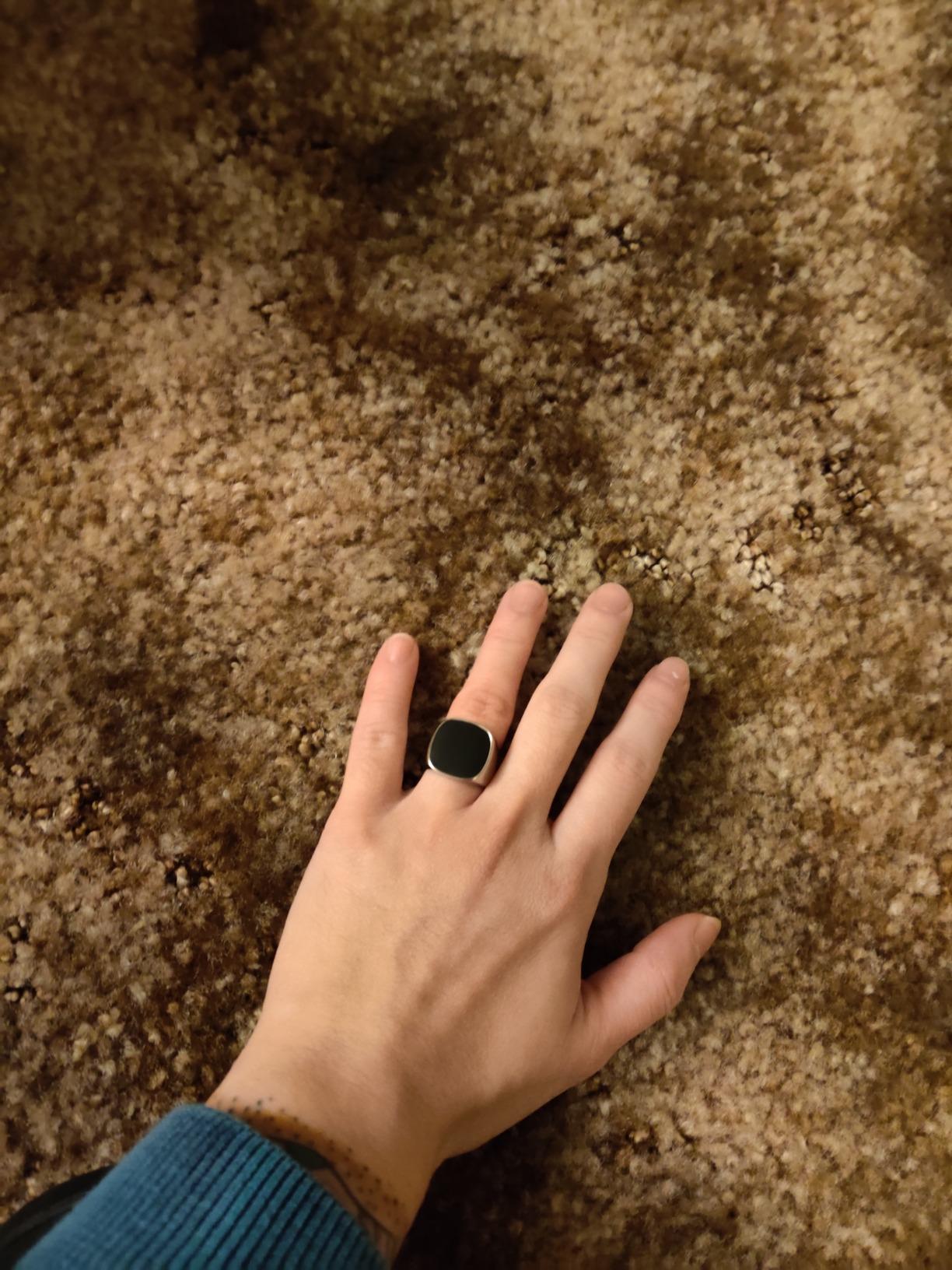Stainless Steel Classic Simple Plain Black Enamel Signet Pinky Ring Size 4-16 customer photo 1